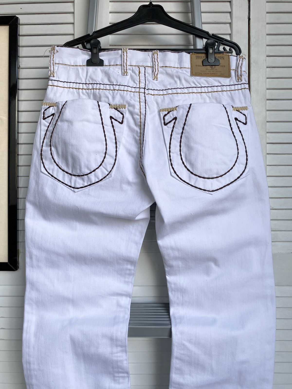 True Religion × Vintage True Religion White Jeans Big Stitch Denim USA Logan Super Size US 34 / EU 50 - 13 Thumbnail