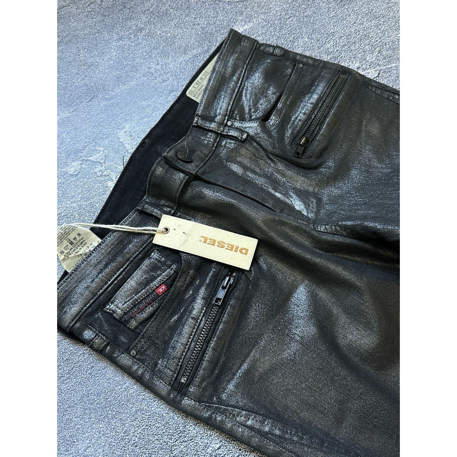 Diesel Diesel Jeans Biker Style Stretch Super Slim-Skinny Black Y2k Size 29" - 7 Thumbnail