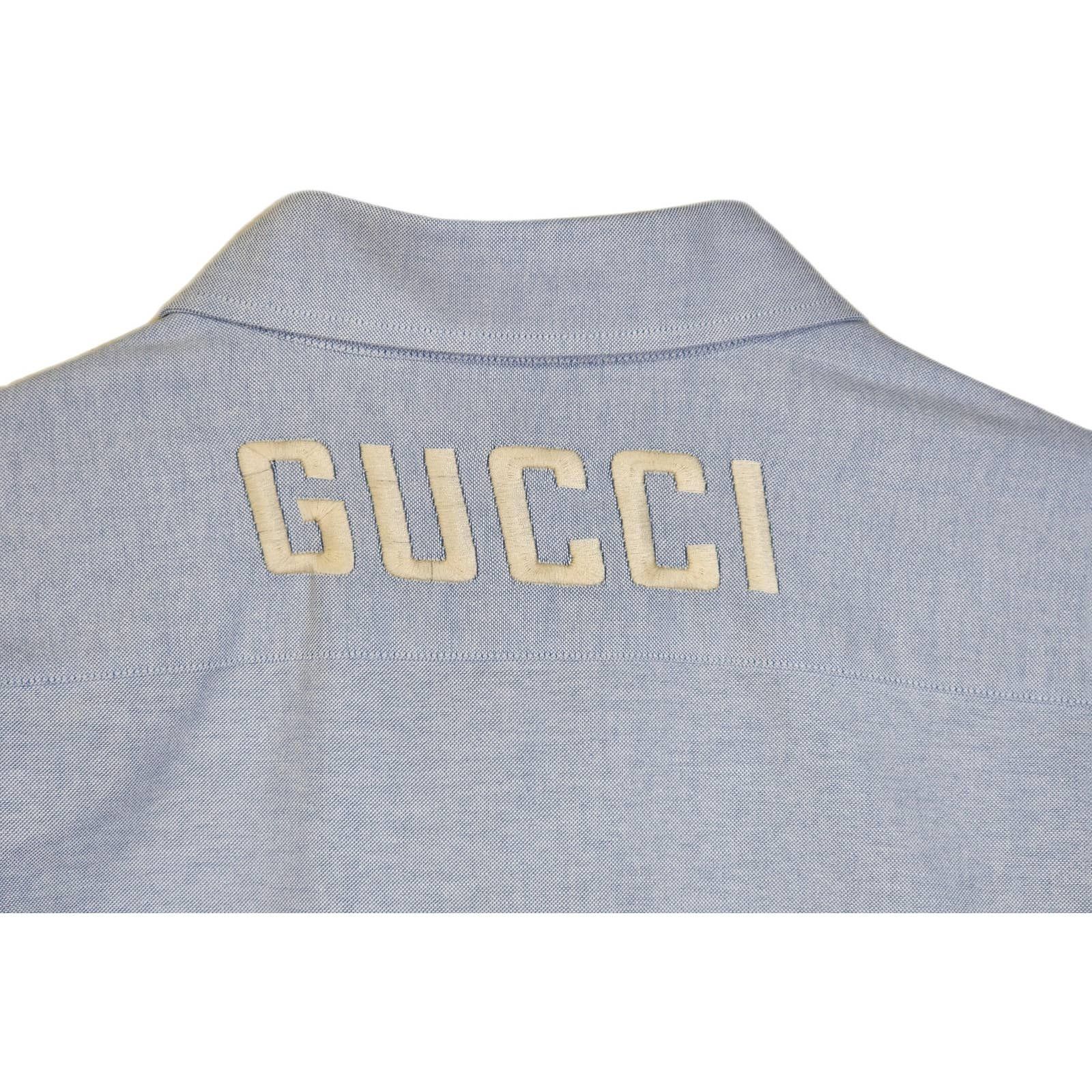 Gucci New GUCCI Dress Shirt Top w Logo Embroidery Sz 50 / L Large Size US L / EU 52-54 / 3 - 1 Thumbnail