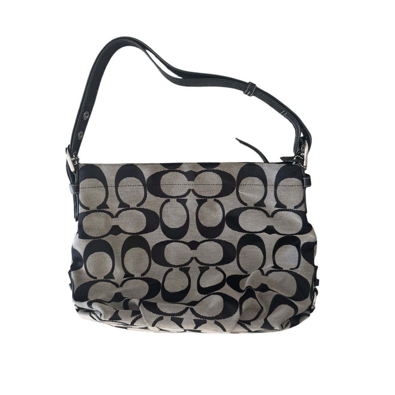 Coach Y2K Coach Black and Gray Signature Hobo Shoulder Bag Vintage 