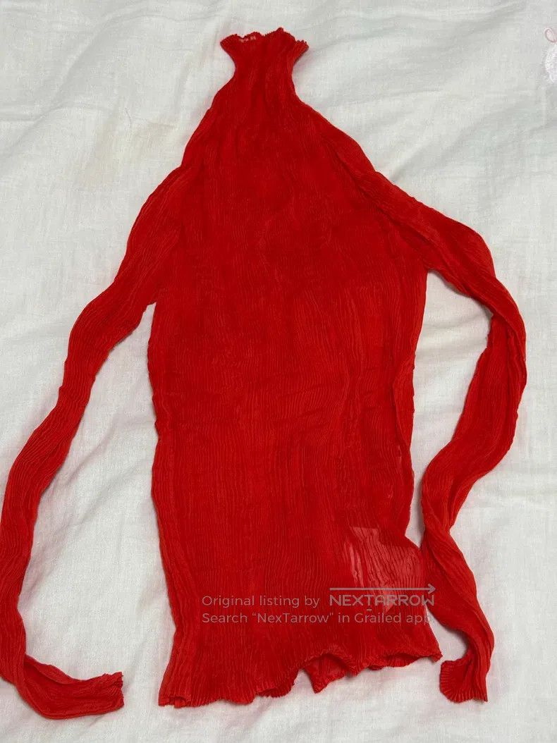 Issey Miyake Issey Miyake Red High Neck Willow Print Long Sleeve Top Size M / US 6-8 / IT 42-44 - 4 Thumbnail