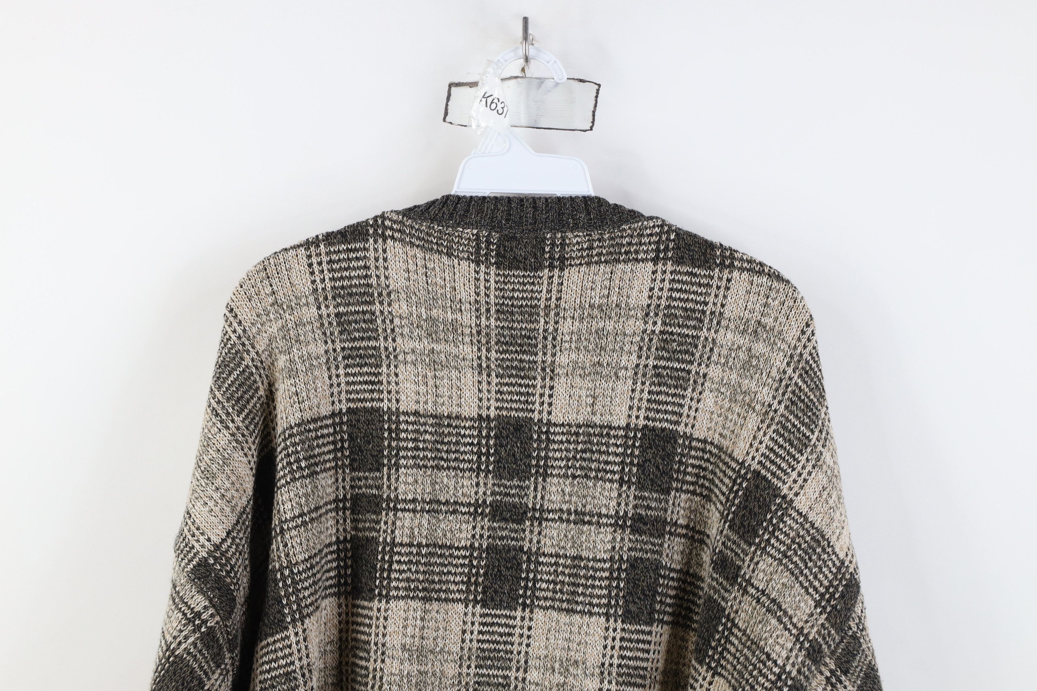 Vintage Vintage 90s Streetwear Crewneck Sweater Earth Tone Plaid USA Size US XL / EU 56 / 4 - 9 Thumbnail
