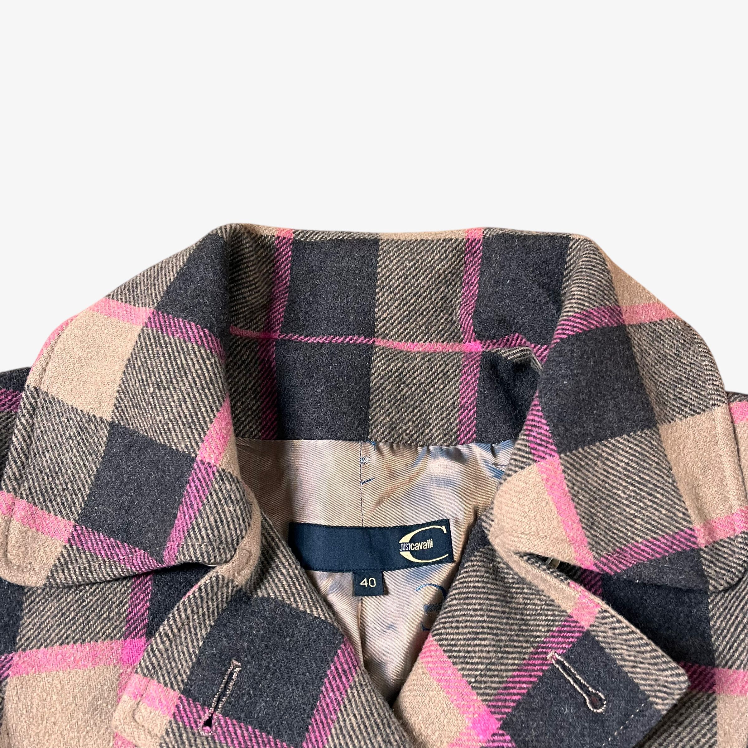 Roberto Cavalli Vintage 90s Women's Roberto Cavalli Tartan Wool Coat Size S / US 4 / IT 40 - 2 Thumbnail