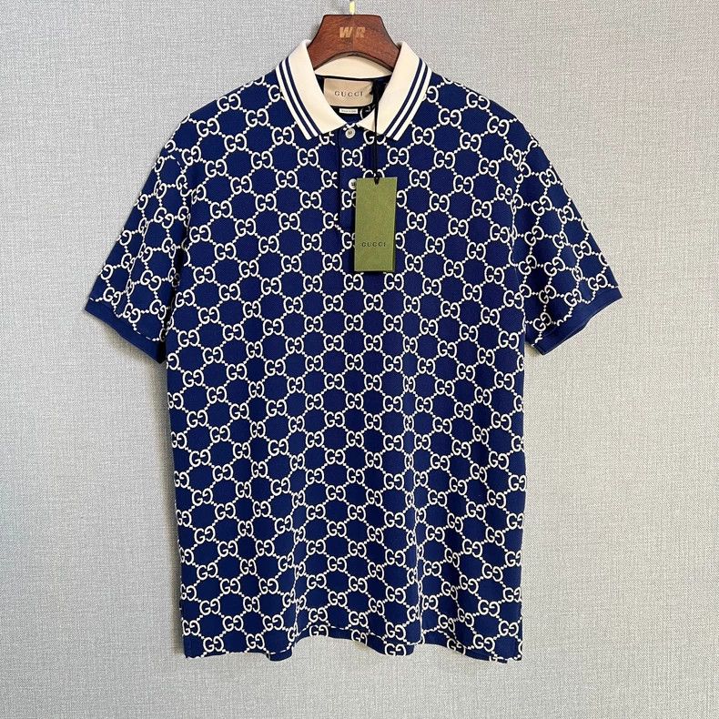 Gucci Gucci Blue full-print embroidered logo lapel short sleeve 2 Size US M / EU 48-50 / 2 - 1 Thumbnail