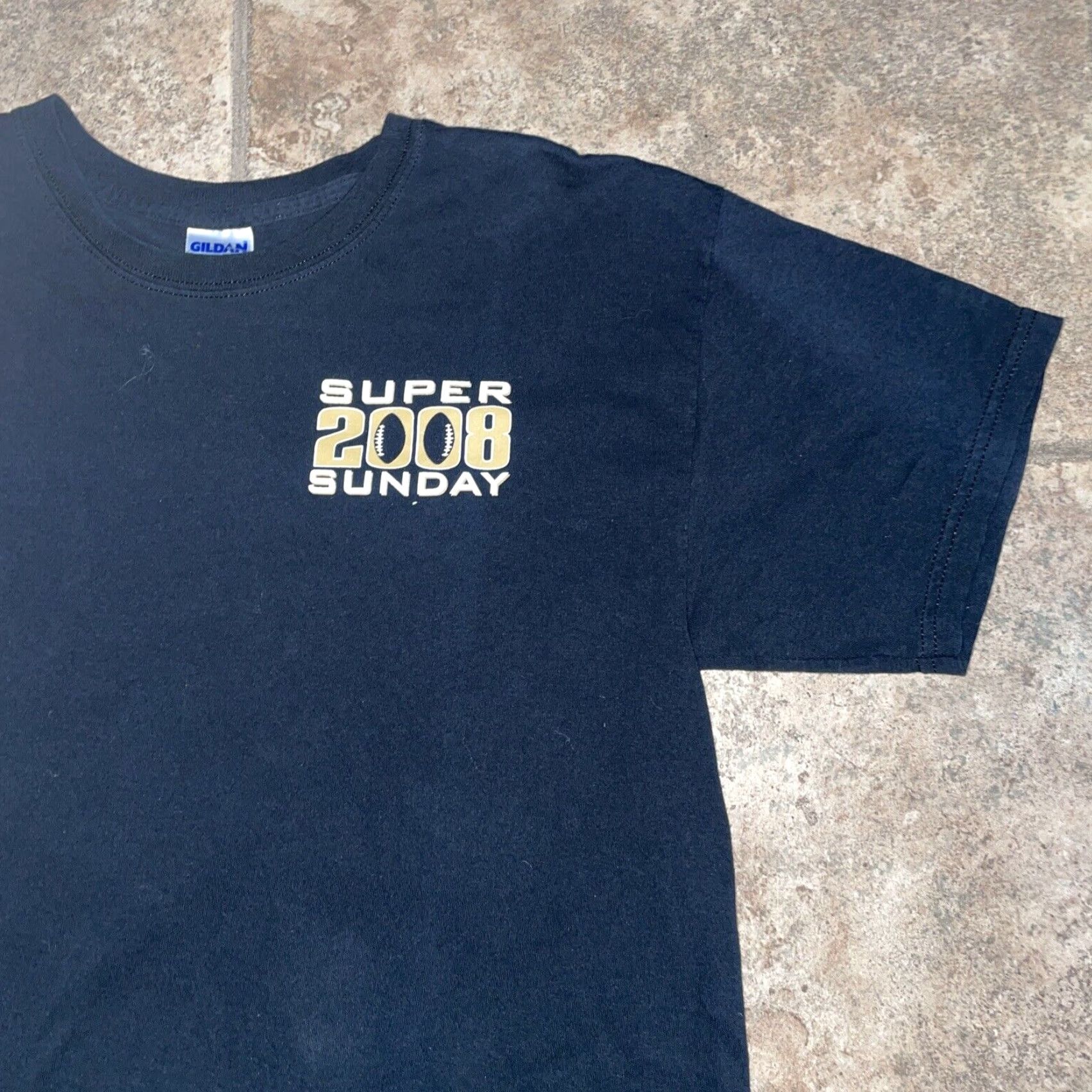 Delta VINTAGE Delta Giants Patriots Super Bowl 2008 Graphic T-Shirt Mens Large Black Size US L / EU 52-54 / 3 - 3 Thumbnail