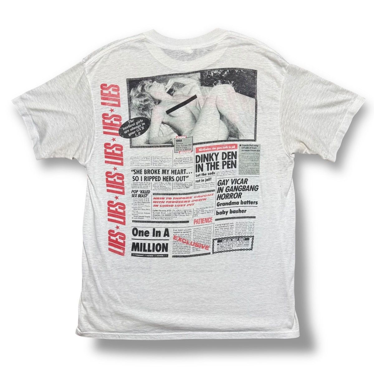 Tシャツ【未開封】GUNS N' ROSES GN'R LIES GUNS N' ROSES cd cvr GN'R LIES Official White SHIRT 2X New