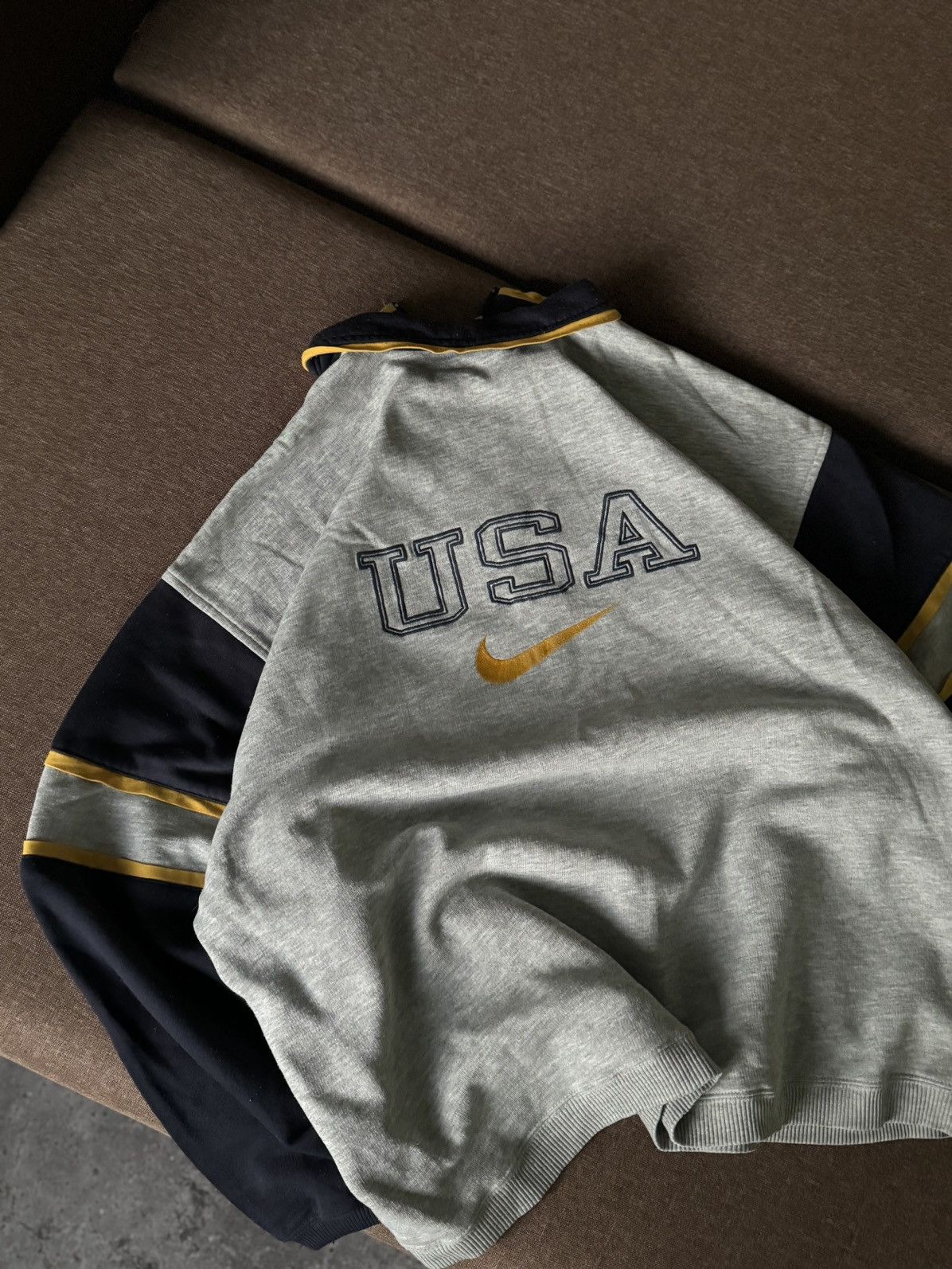 Nike × Vintage Vintage Nike USA oversized big logo 1/3 sweatshirt Size US XL / EU 56 / 4 - 5 Thumbnail