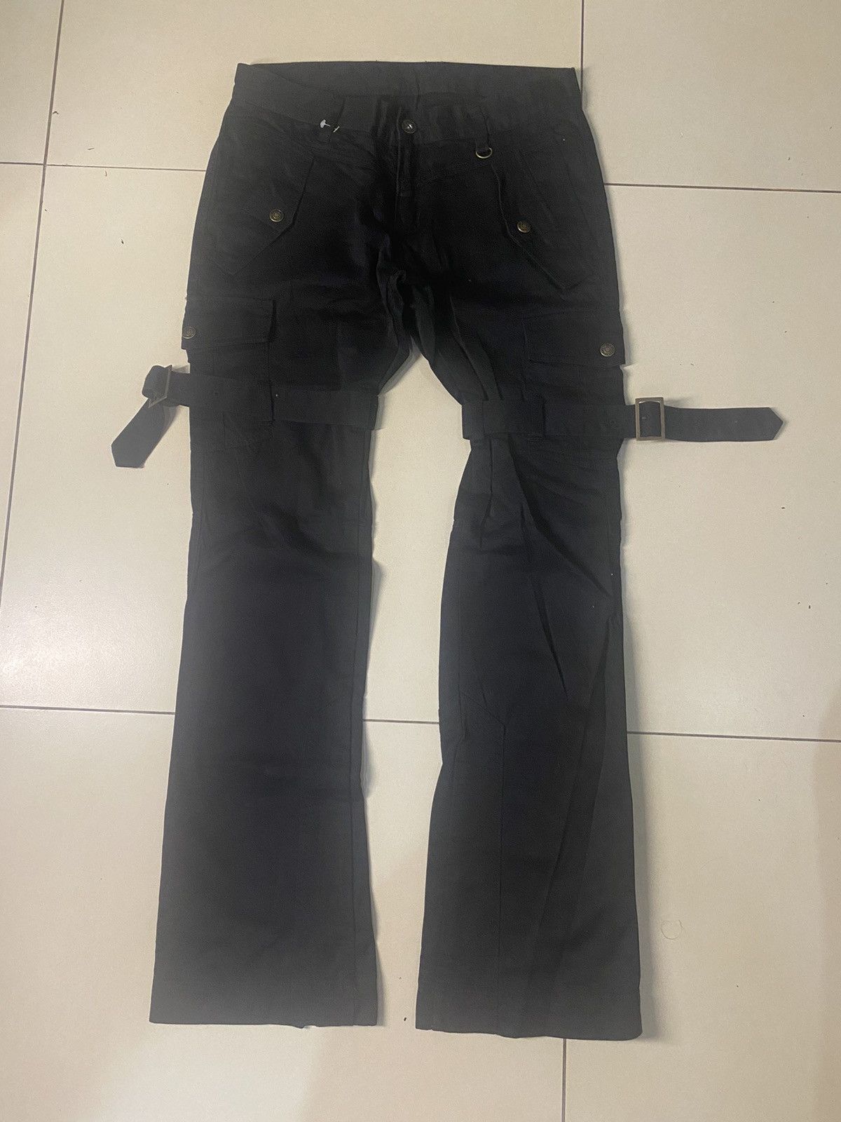 image of Vintage Flare Unbranded Bondage Cargo Pants in Black, Men's (Size 30)