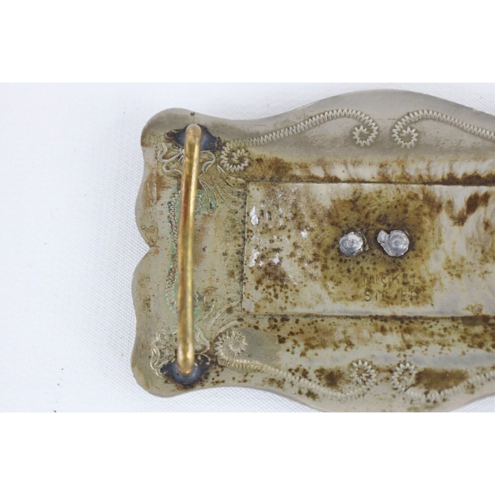 Vintage Vintage 70s Rockabilly Flower Bucking Horse Belt Buckle Size ONE SIZE - 4 Thumbnail