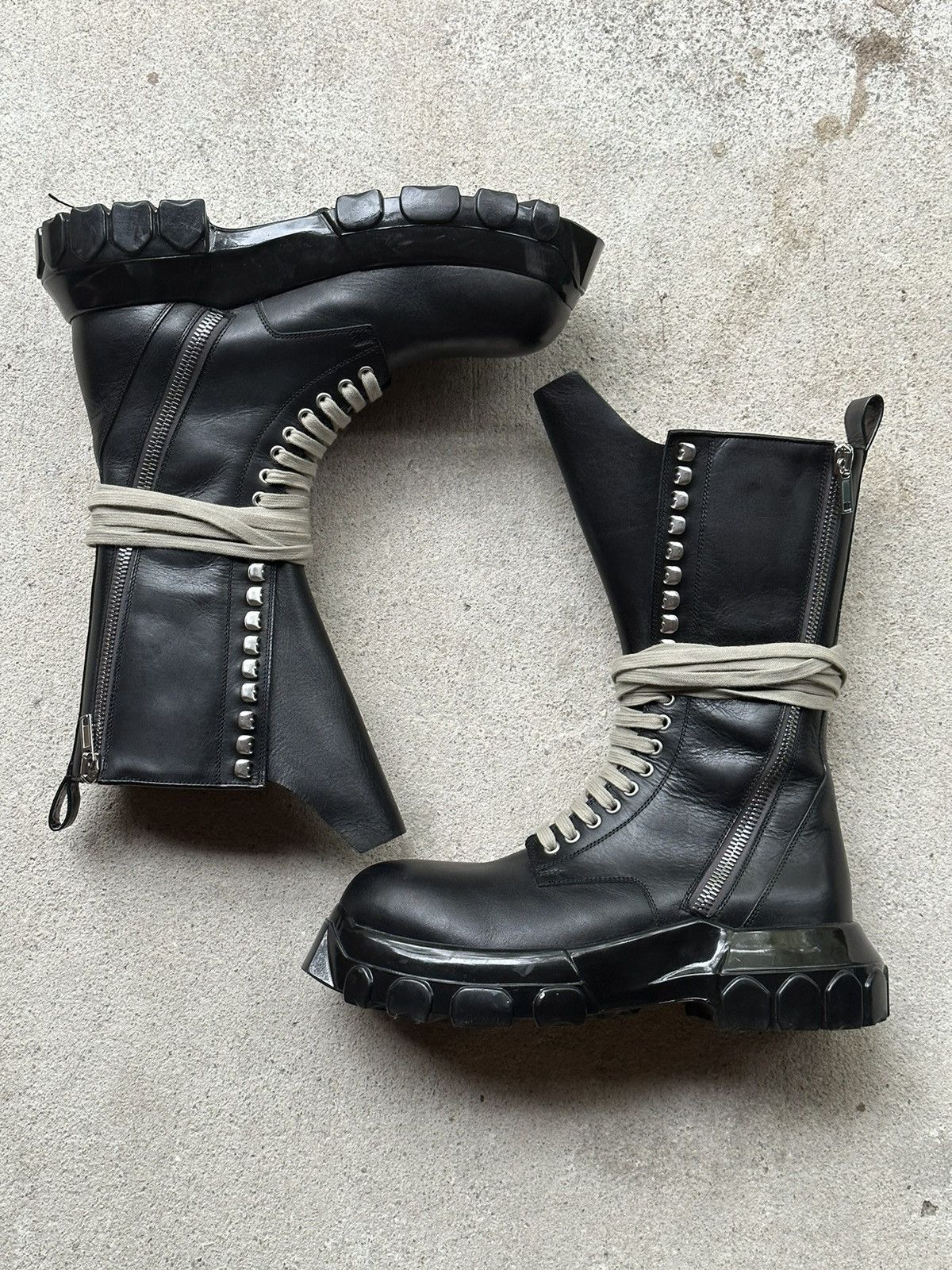 Pre-owned Rick Owens Mega Bozo Lace-up Boot Fw21 Gethesmane In Black