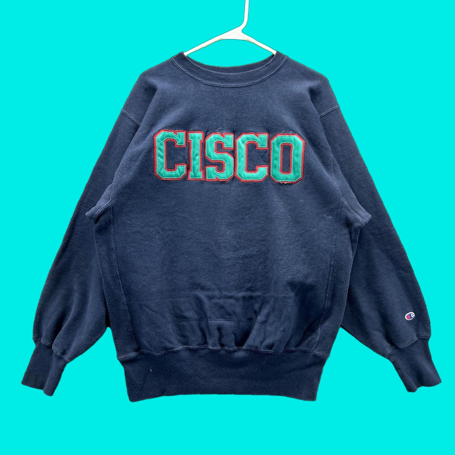 Champion Champion Reverse Weave Sweatshirt Mens XL Blue CISCO Applique Crewneck Fleece Graphic Print College Size US XL / EU 56 / 4 - 1 Thumbnail
