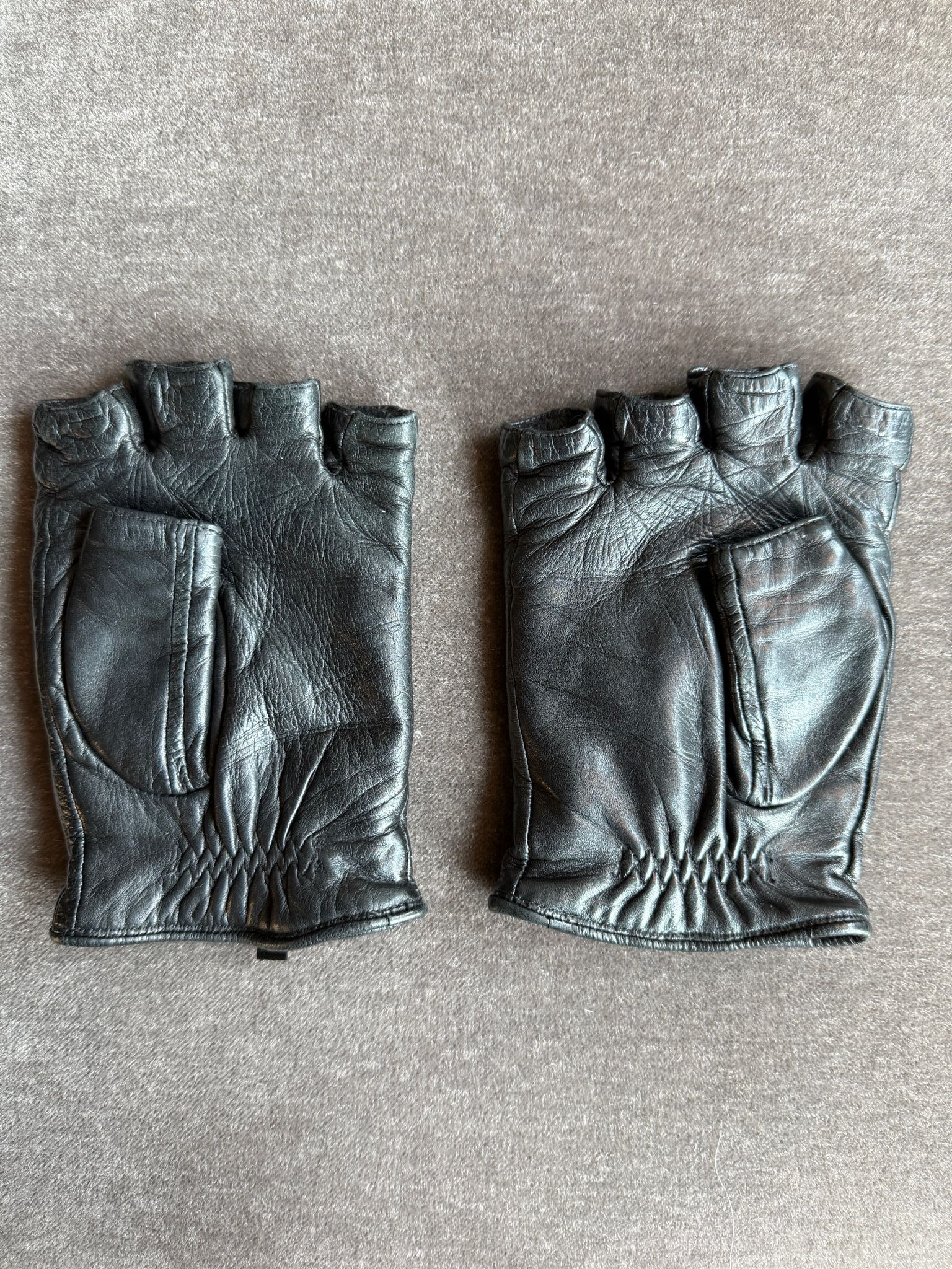 Portolano Portolano Black Leather Fingerless Gloves Size ONE SIZE - 1 Thumbnail