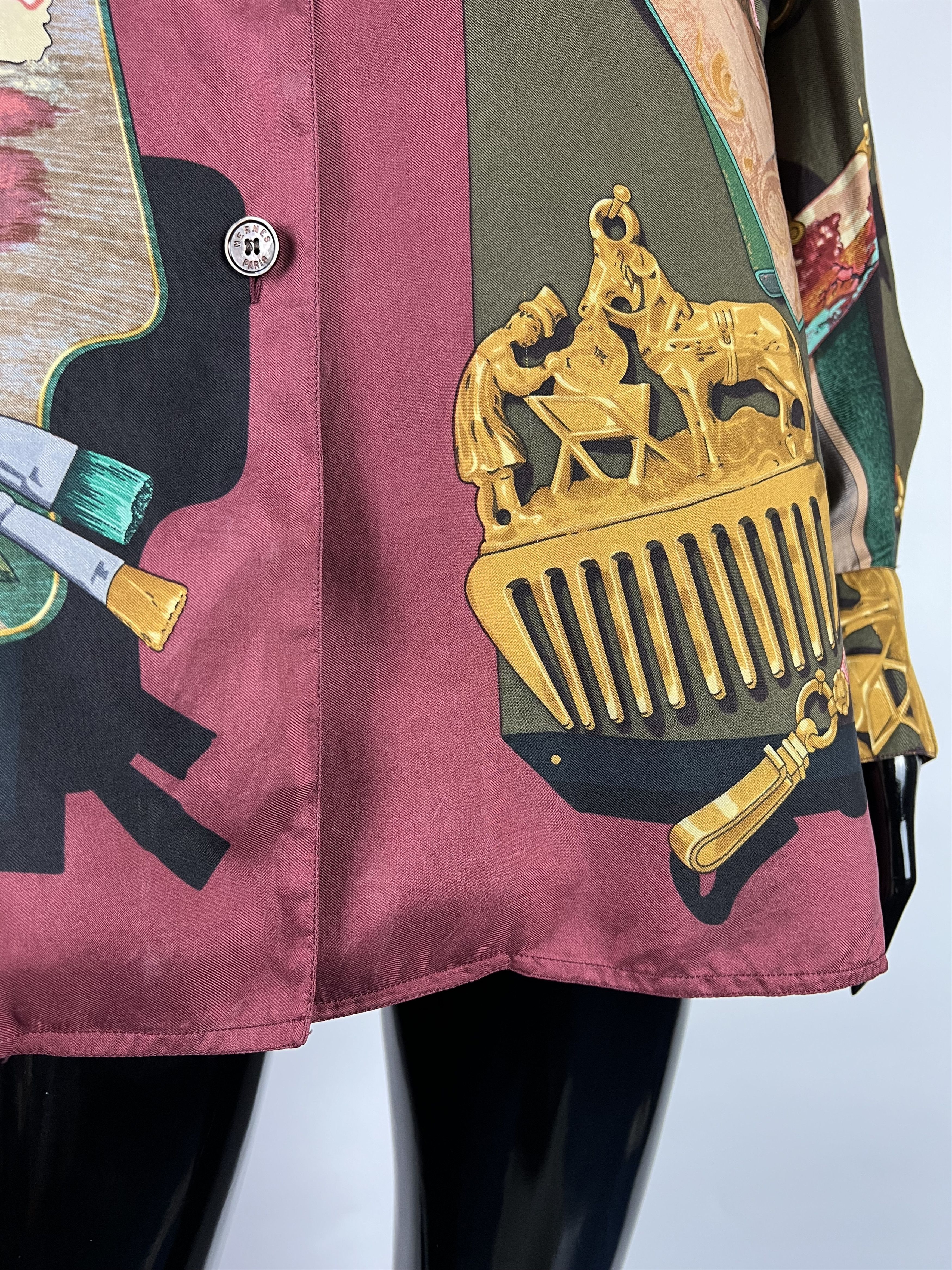 Hermes Hermès Ultra Rare Vintage Silk Button Up Shirt Size 40 Size M / US 6-8 / IT 42-44 - 16 Thumbnail