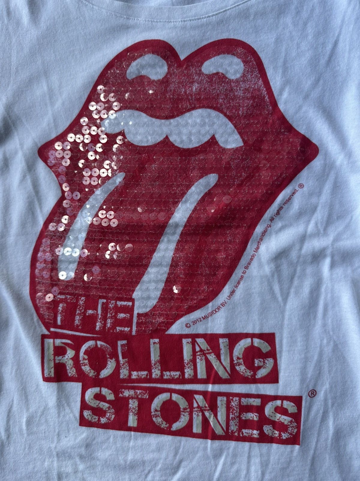 Band Tees 🚨 ROLLING STONES 2012 BIG LOGO PINK WHITE TEE WOMEN RARE Size S / US 4 / IT 40 - 4 Thumbnail