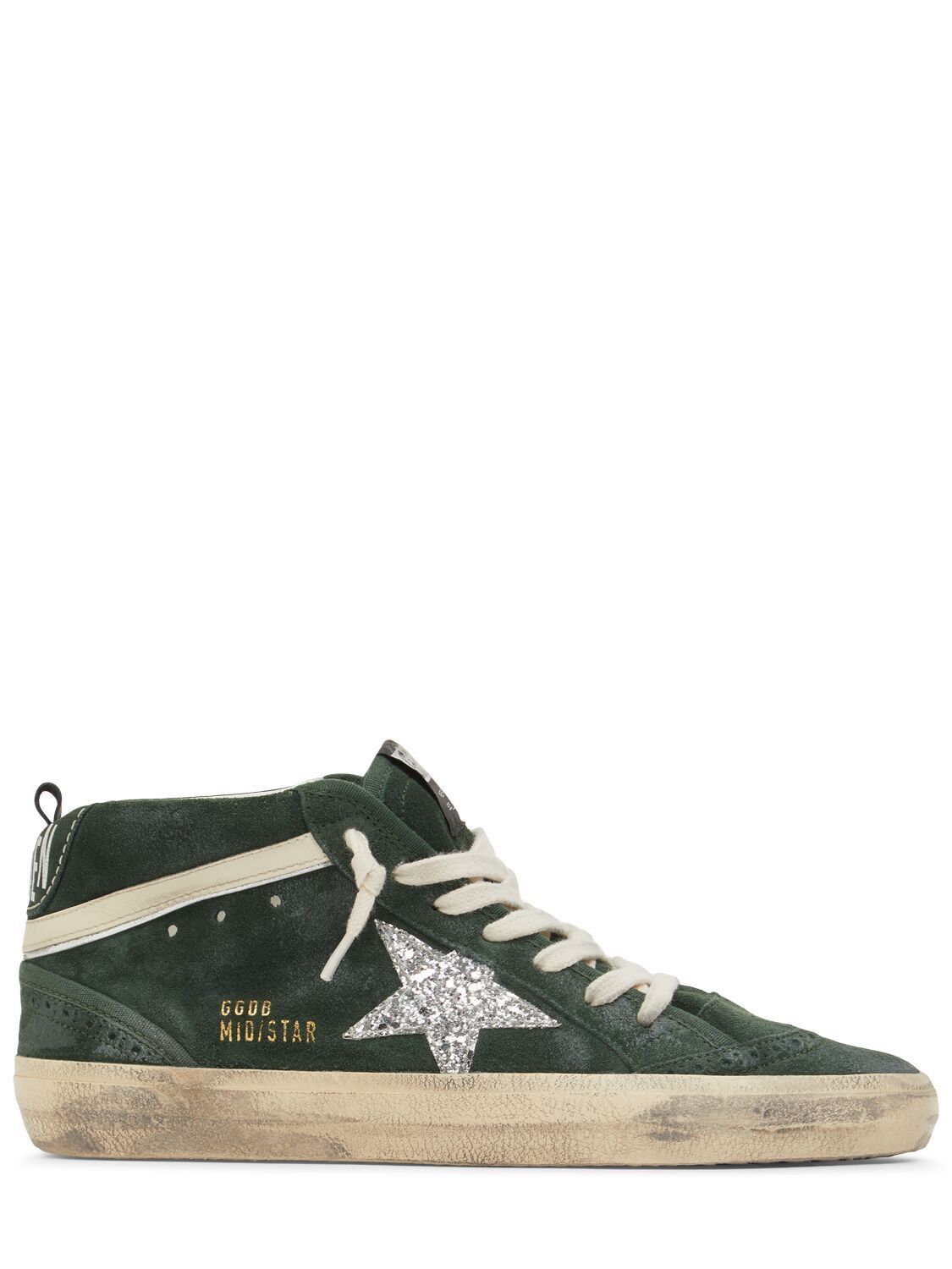 Golden Goose Mid Star Green/Silver Mid Top Sneakers New