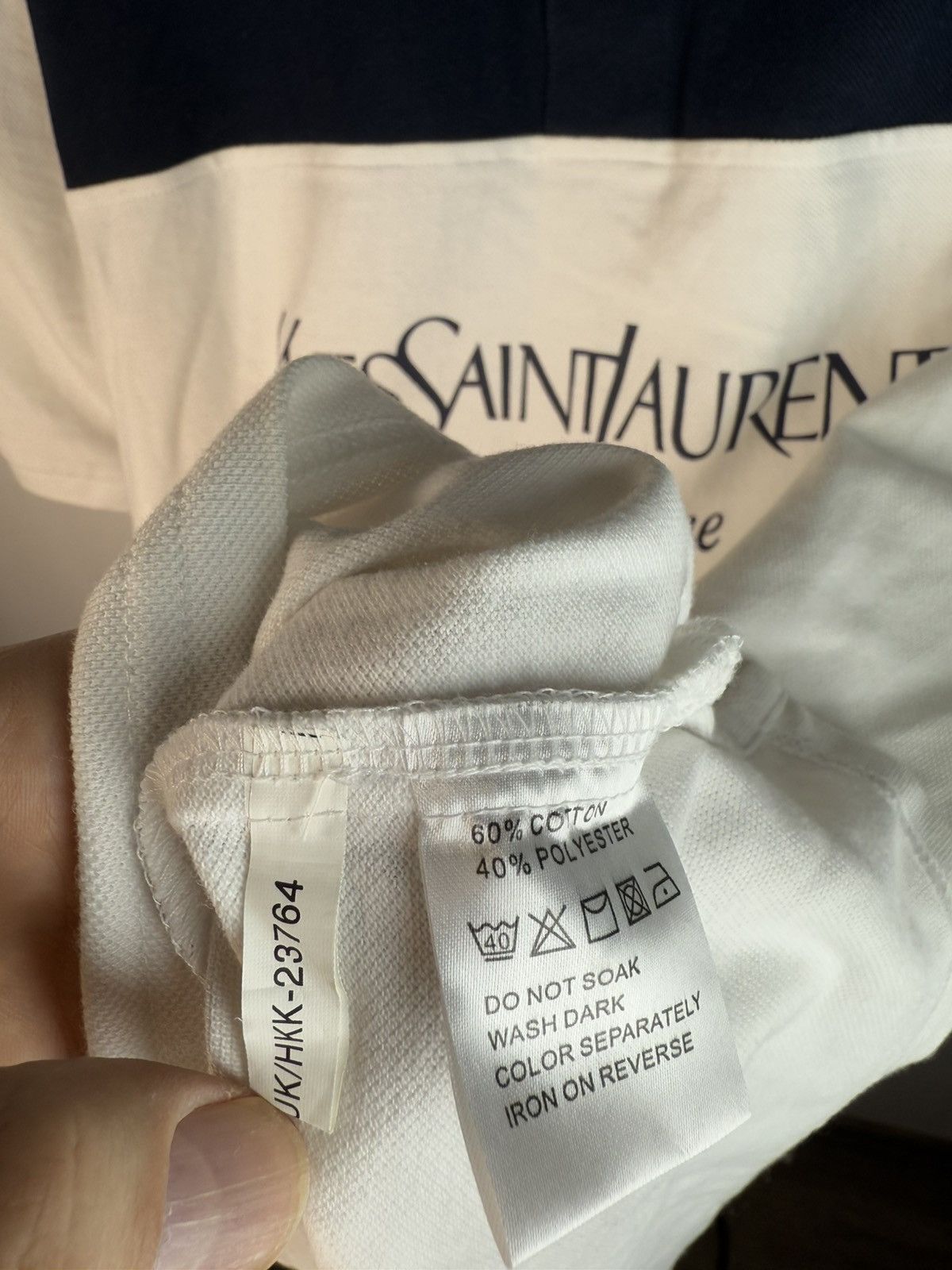 Yves Saint Laurent White YSL Polo Shirt Spell Out YSL T-Shirt Size US XL / EU 56 / 4 - 7 Thumbnail