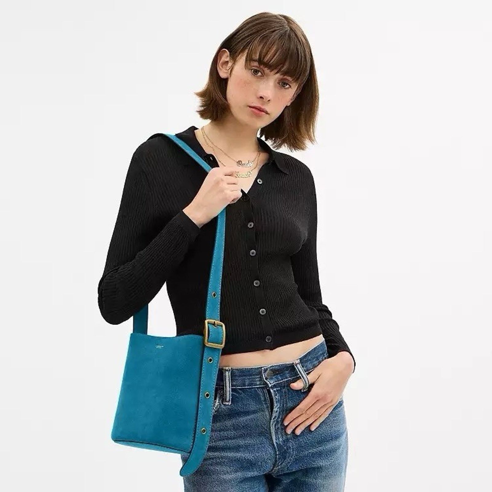 Coach NWT Coach Bleecker Bucket Bag 21 Sea Blue CCW84 suede Size ONE SIZE - 11 Thumbnail