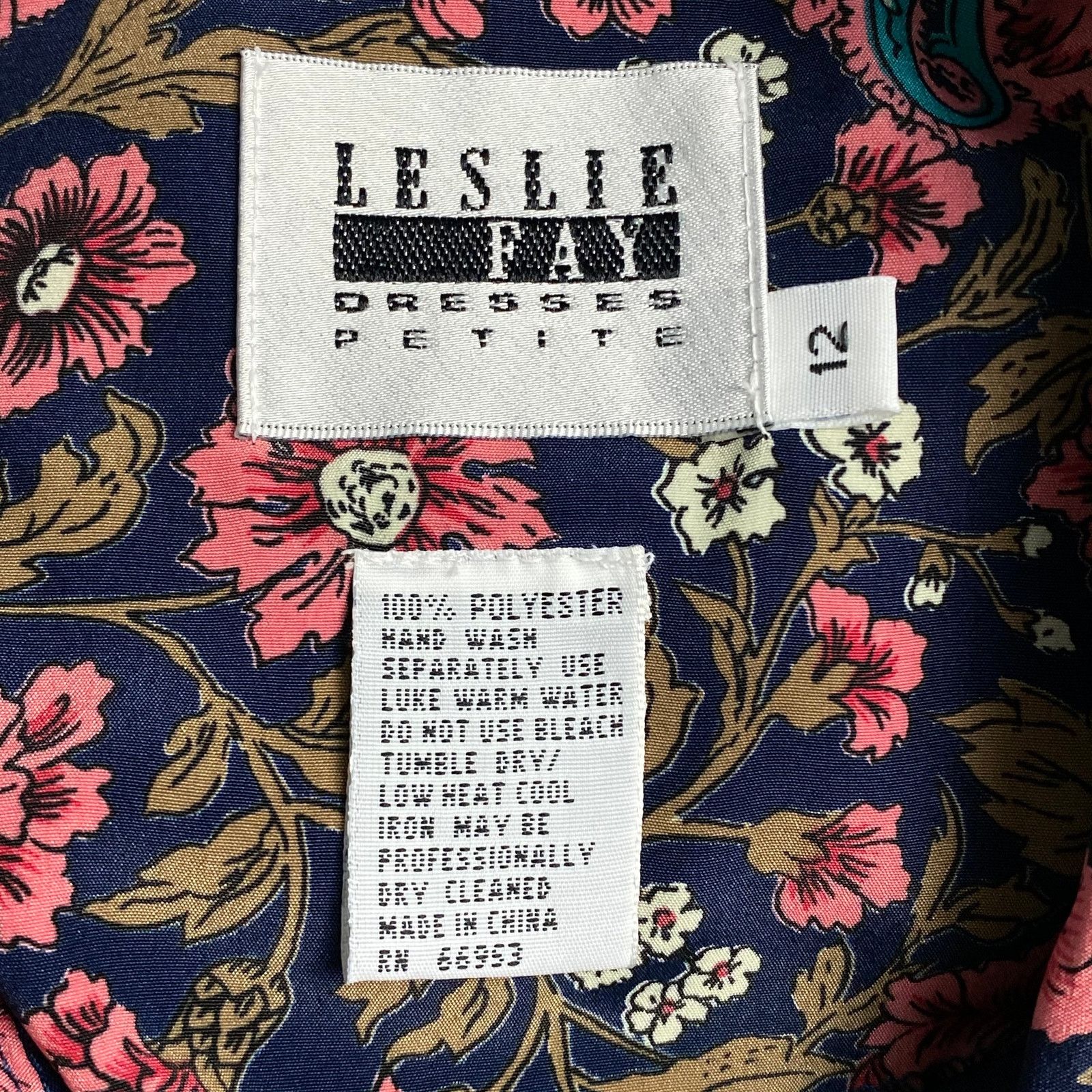 Other VTG Leslie Fay Blue Floral Paisley Midi Casual Dress 12P Size XL / US 12-14 / IT 48-50 - 8 Thumbnail