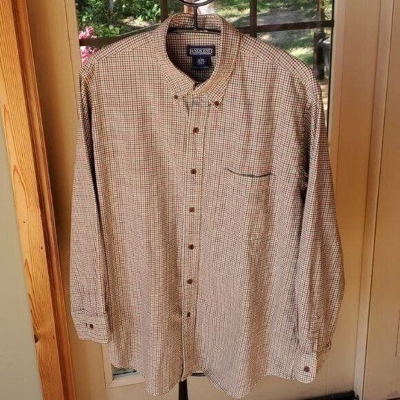 Vintage Lands' End Autumn Brown Plaid Flannel Casual Button Down Sz. Size US L / EU 52-54 / 3 - 2 Thumbnail