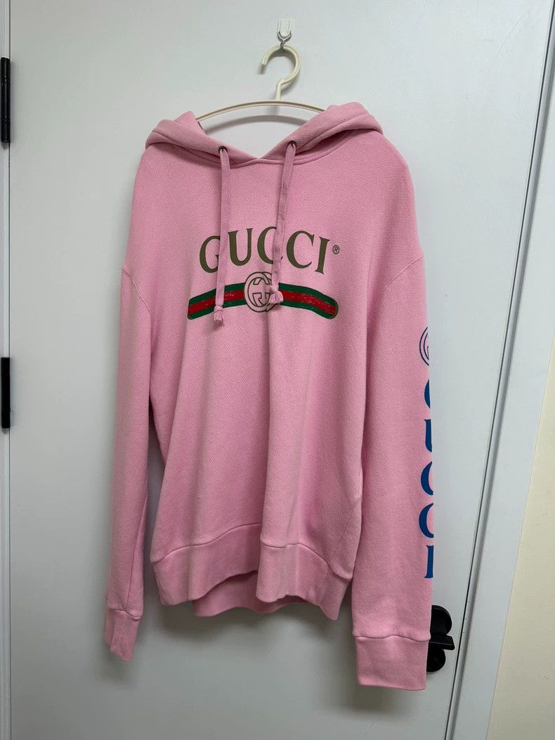Gucci Gucci Pink Logo Embroidered Hoodie - dmc Size US S / EU 44-46 / 1 - 1 Thumbnail
