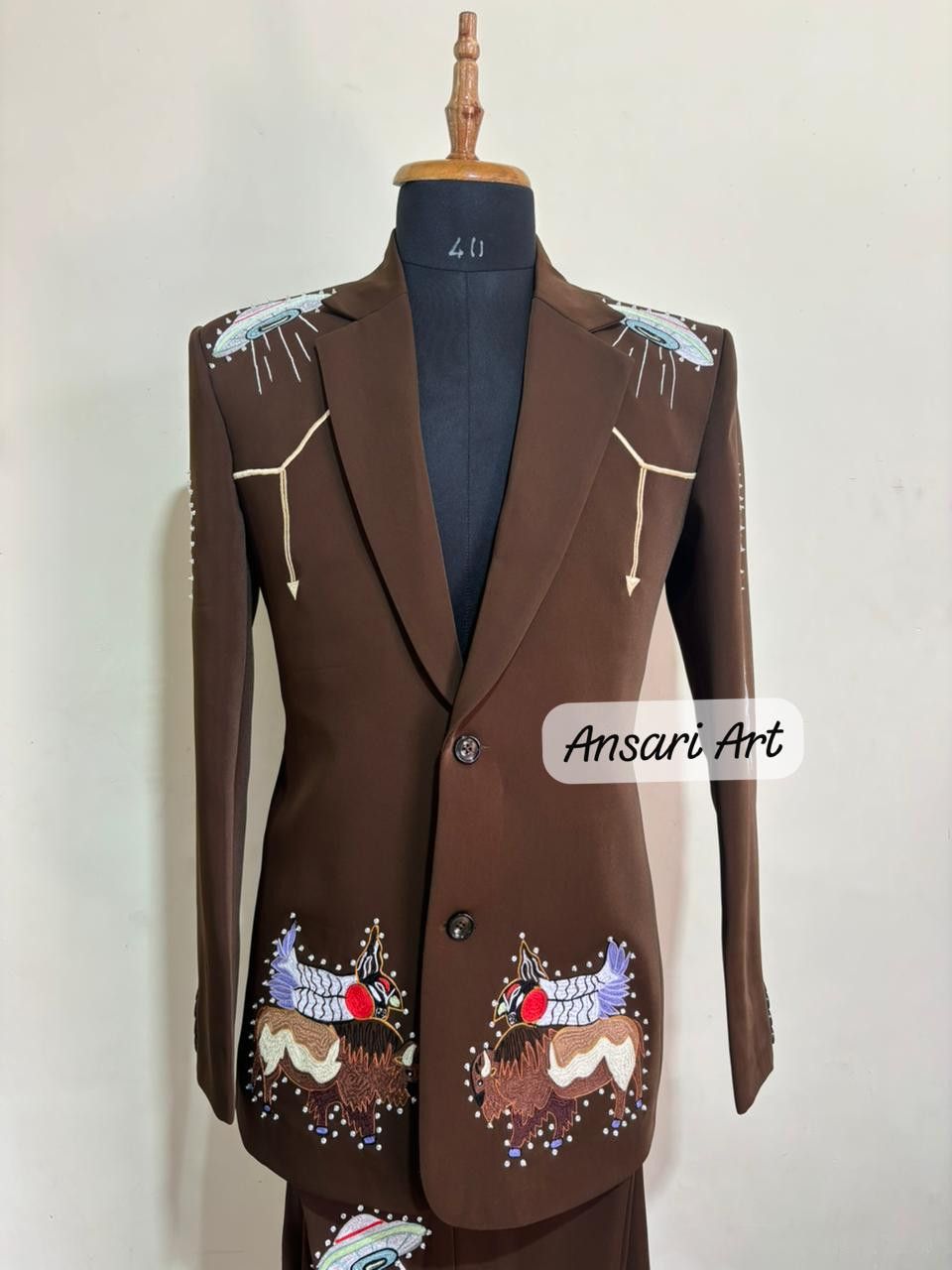 Other Men 2PC Customized Bull space embroidery cocktail western Size 46S - 2 Thumbnail