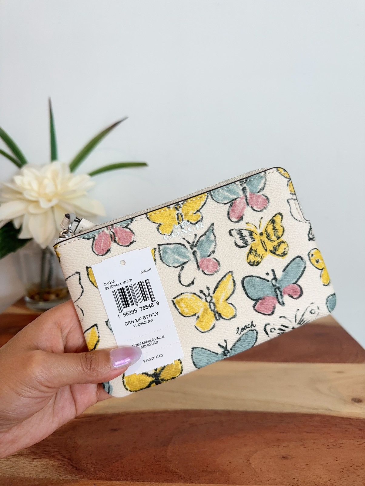 Coach NWT Coach Corner Zip Wristlet With Butterfly Print Size ONE SIZE - 5 Thumbnail