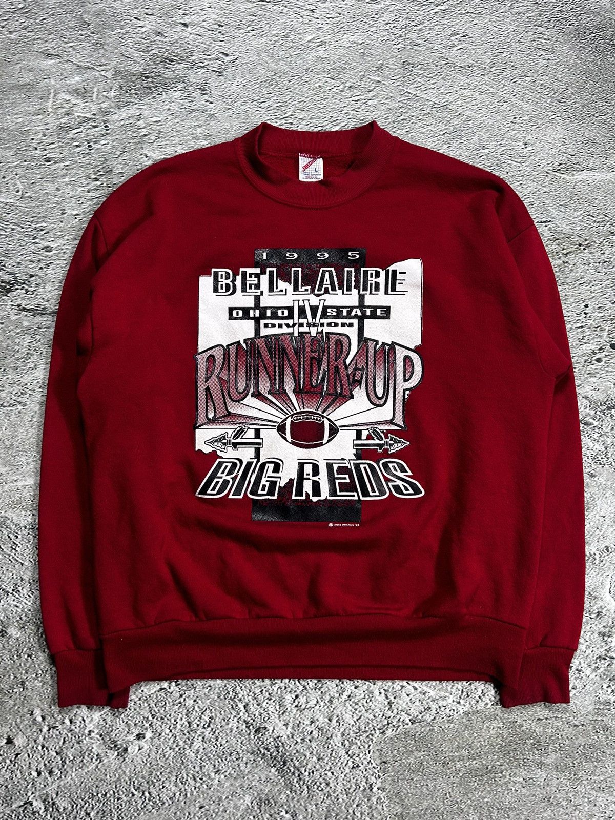 Jerzees × Vintage 90s Jerzees vintage sweatshirt red bellaire 1995 runners up Size US L / EU 52-54 / 3 - 1 Thumbnail