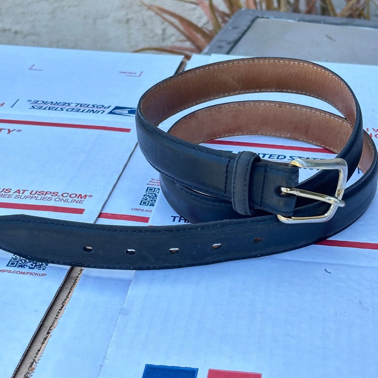 Other Black Men's Leather Belt Size ONE SIZE - 2 Thumbnail