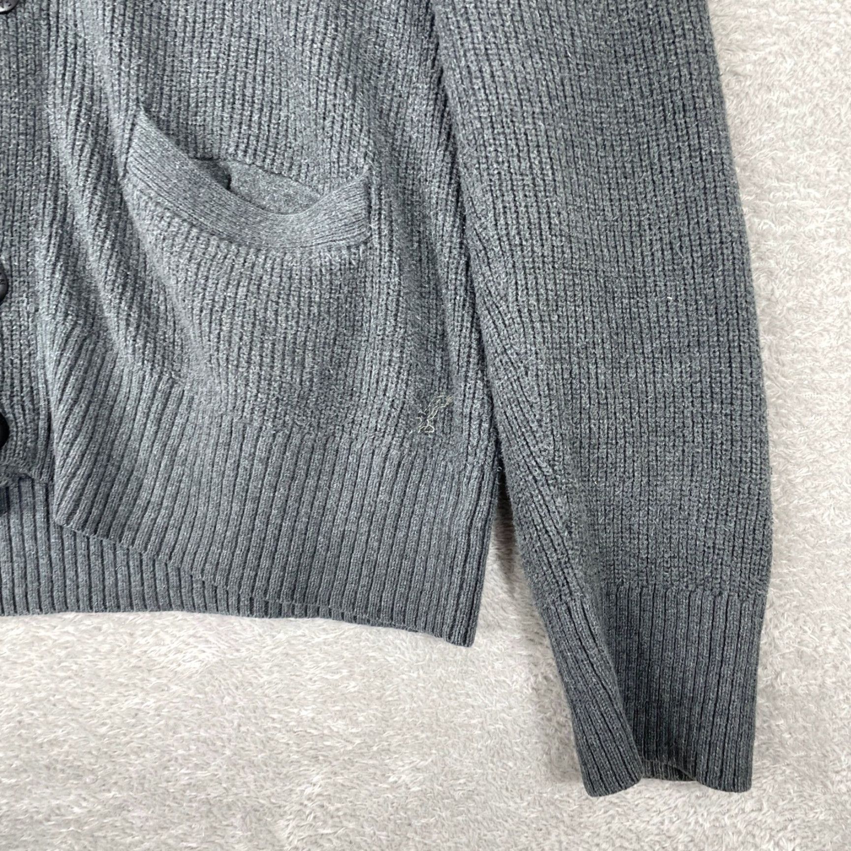 American Eagle Outfitters American Eagle Outfitters Cardigan Womens Large Gray Shawl Collar Ribbed Knit Sweater Size L / US 10 / IT 46 - 5 Thumbnail