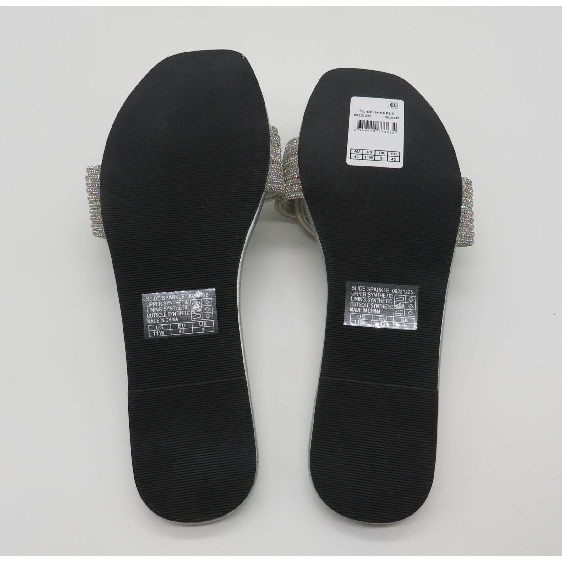 Other City Chic Women's Silver Flat Slides With Braided Sparkle St Size US 11 / IT 41 - 5 Thumbnail
