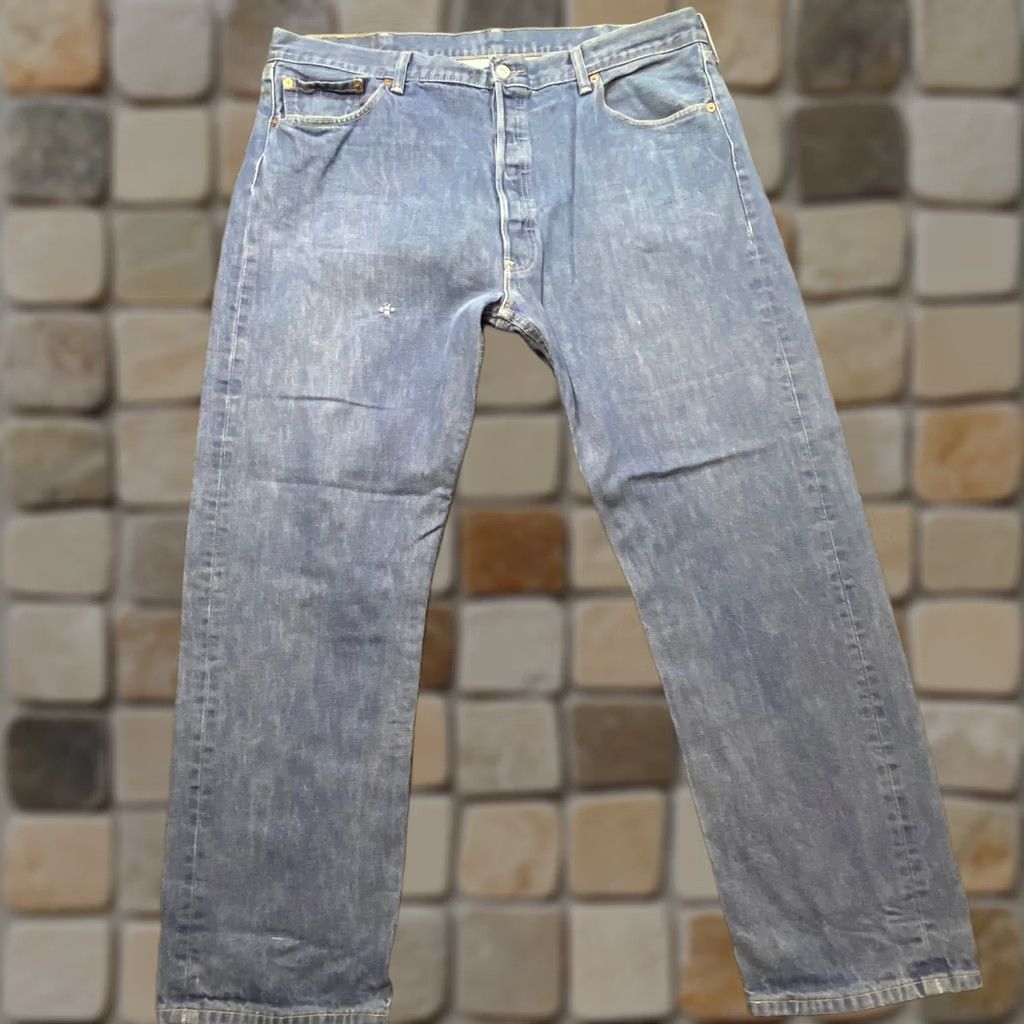 Levi's Levi's 501 Original Fit Jeans Men Blue Denim Button Fly Straight 42x32 Vintage Distressed 5-Pocket Regular Rise Medium Wash Jeans Mens Size US 42 / EU 58 - 1 Thumbnail