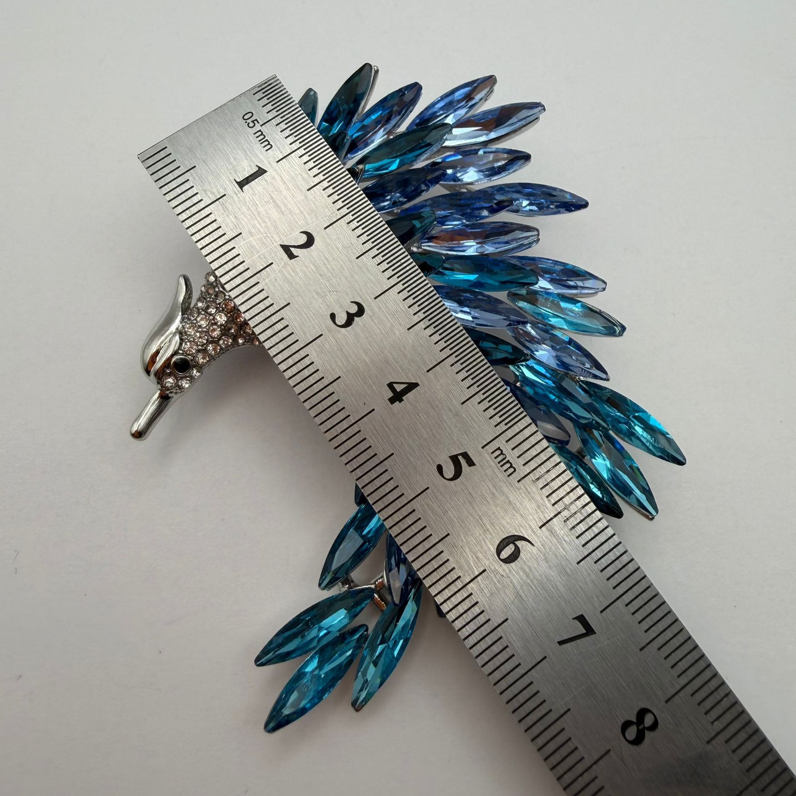 Other Blue Crystal Bird Brooch Large Rhinestone Statement Pin Size ONE SIZE - 10 Thumbnail