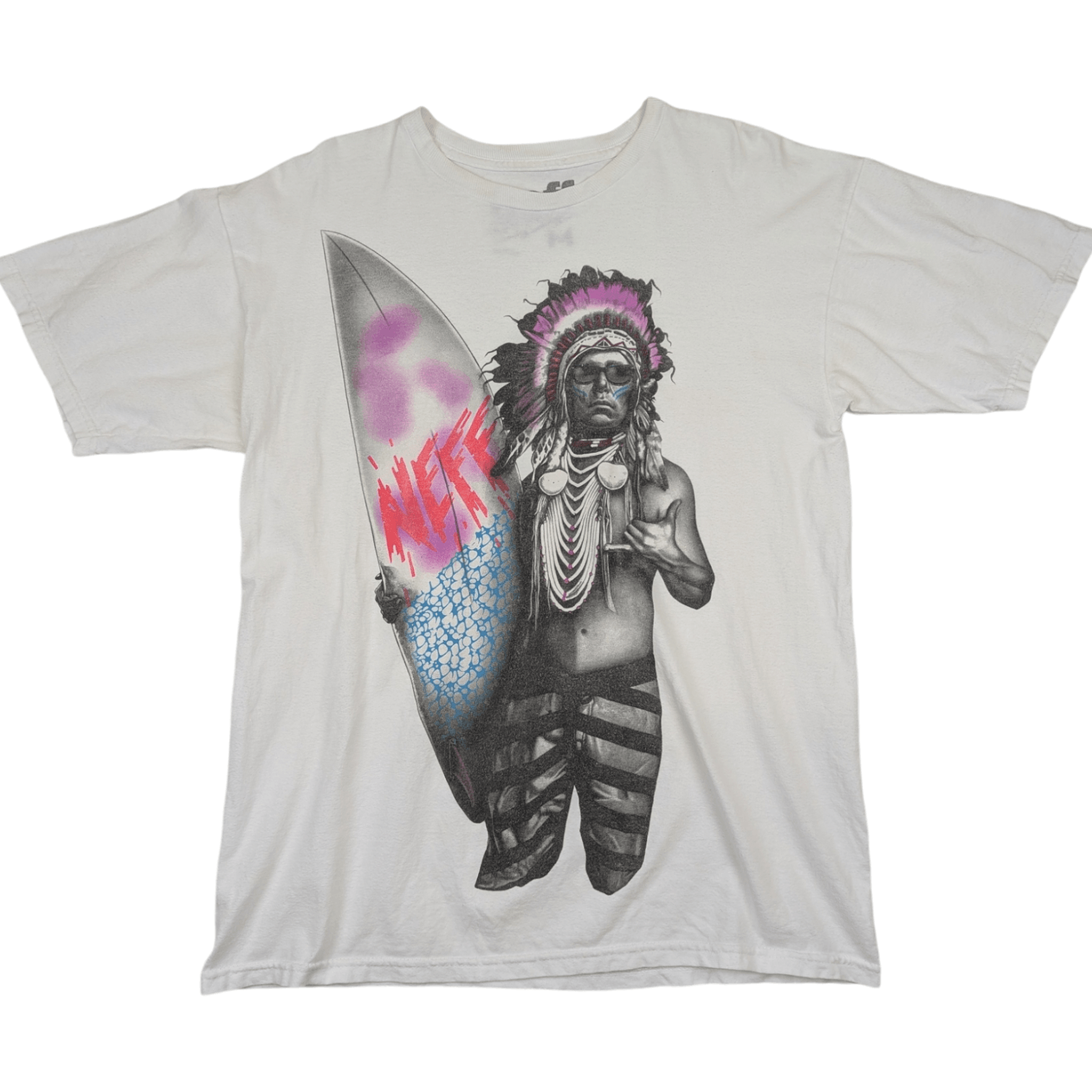 NEFF Vintage 2000's NEFF Surfboard Red Indians Graphic T-Shirt Size US M / EU 48-50 / 2 - 2 Thumbnail
