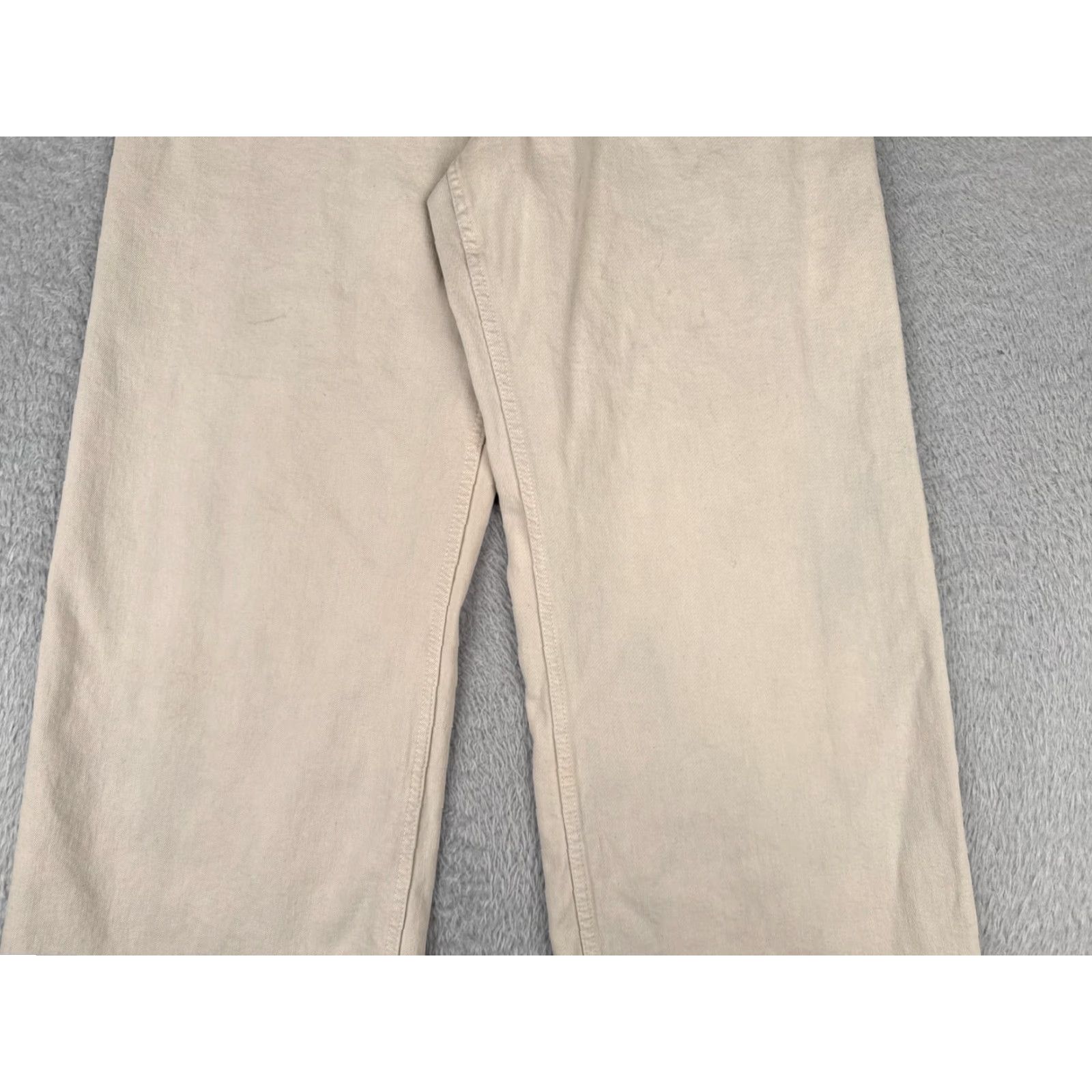 Zara Zara Jeans Womens Jeans Beige Denim Wide-Leg High Rise 32x28 Regular 5-Pocket Design Distressed Comfort Stretch Size 34" / US 12 / IT 48 - 3 Thumbnail
