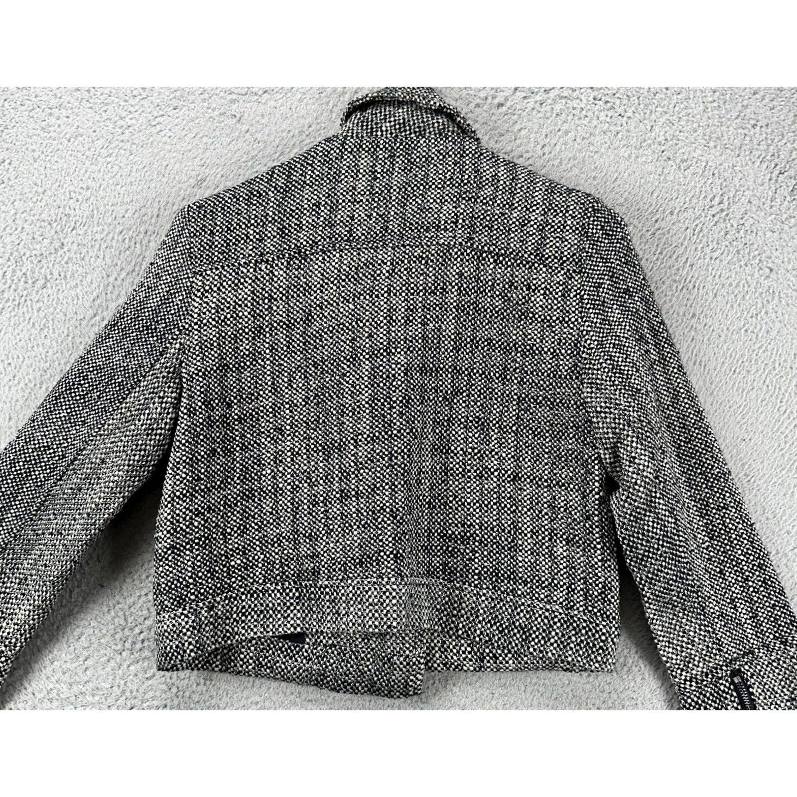 Vintage Cupcakes and Cashmere Jacket Womens Small Black White Wool Blend Tweed Moto Ladies Size S / US 4 / IT 40 - 2 Thumbnail