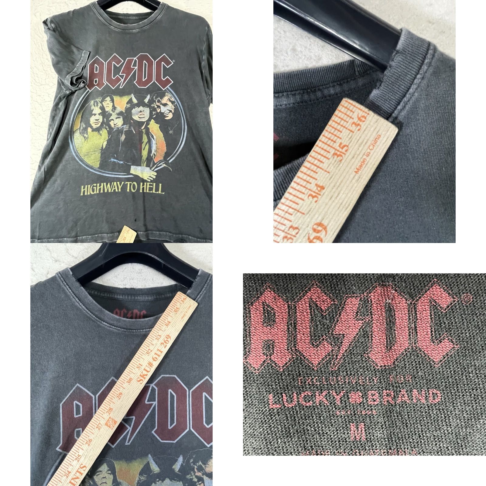 Lucky Brand Lucky Brand AC/DC Highway To Hell T-Shirt Mens M Black Distressed Style Shirt Size US M / EU 48-50 / 2 - 9 Thumbnail