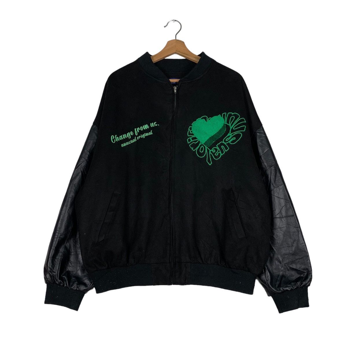 Japanese Brand UNUSUAL ORIGINAL Big Logo Oversized Bomber Jacket #0907-C40 Size US M / EU 48-50 / 2 - 3 Thumbnail