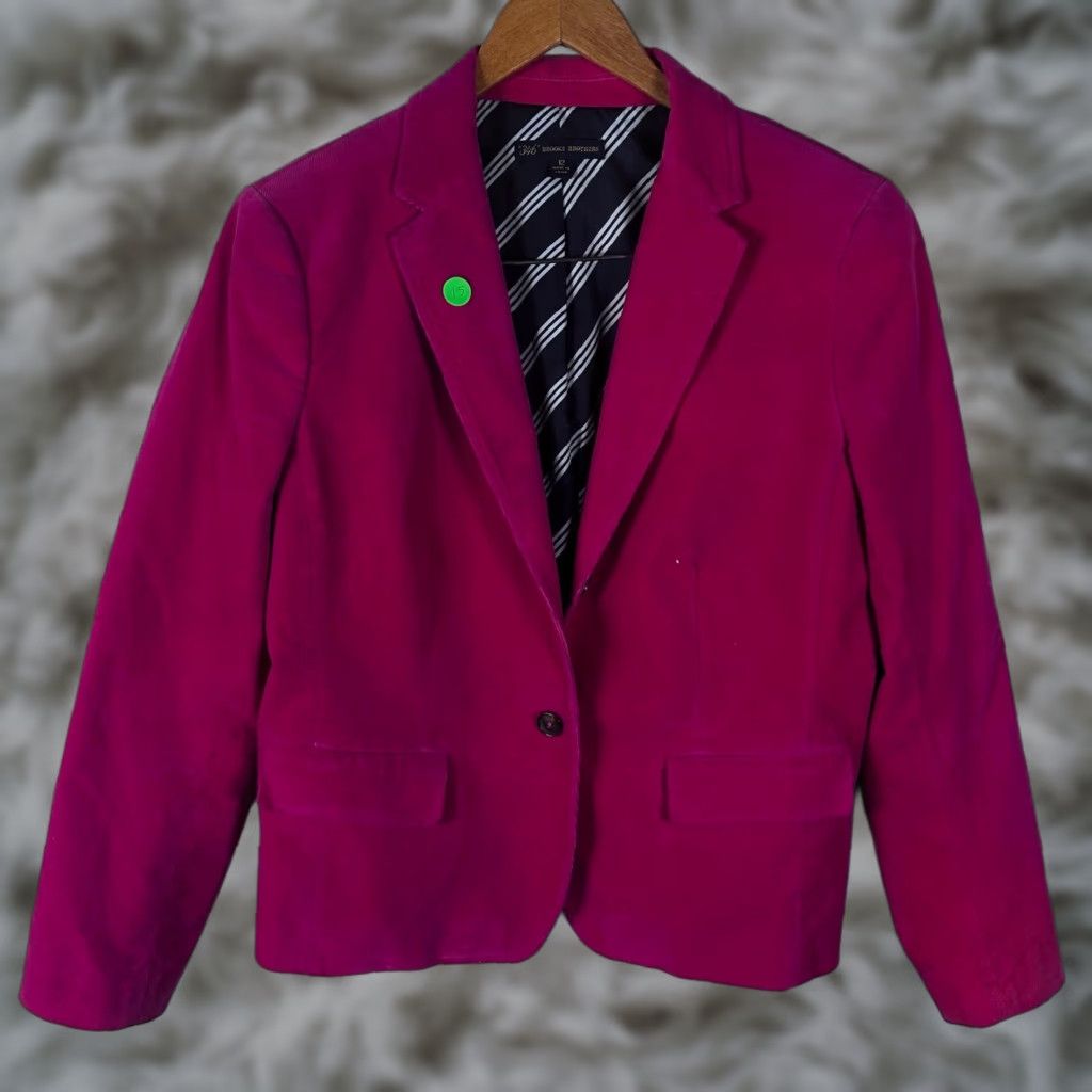 Brooks Brothers Brooks Brothers Blazer Pink Corduroy Jacket Womens 12 Cotton Spandex Notch Lapel 1-Button Single-Breasted Lined Creature? Size XL / US 12-14 / IT 48-50 - 1 Thumbnail