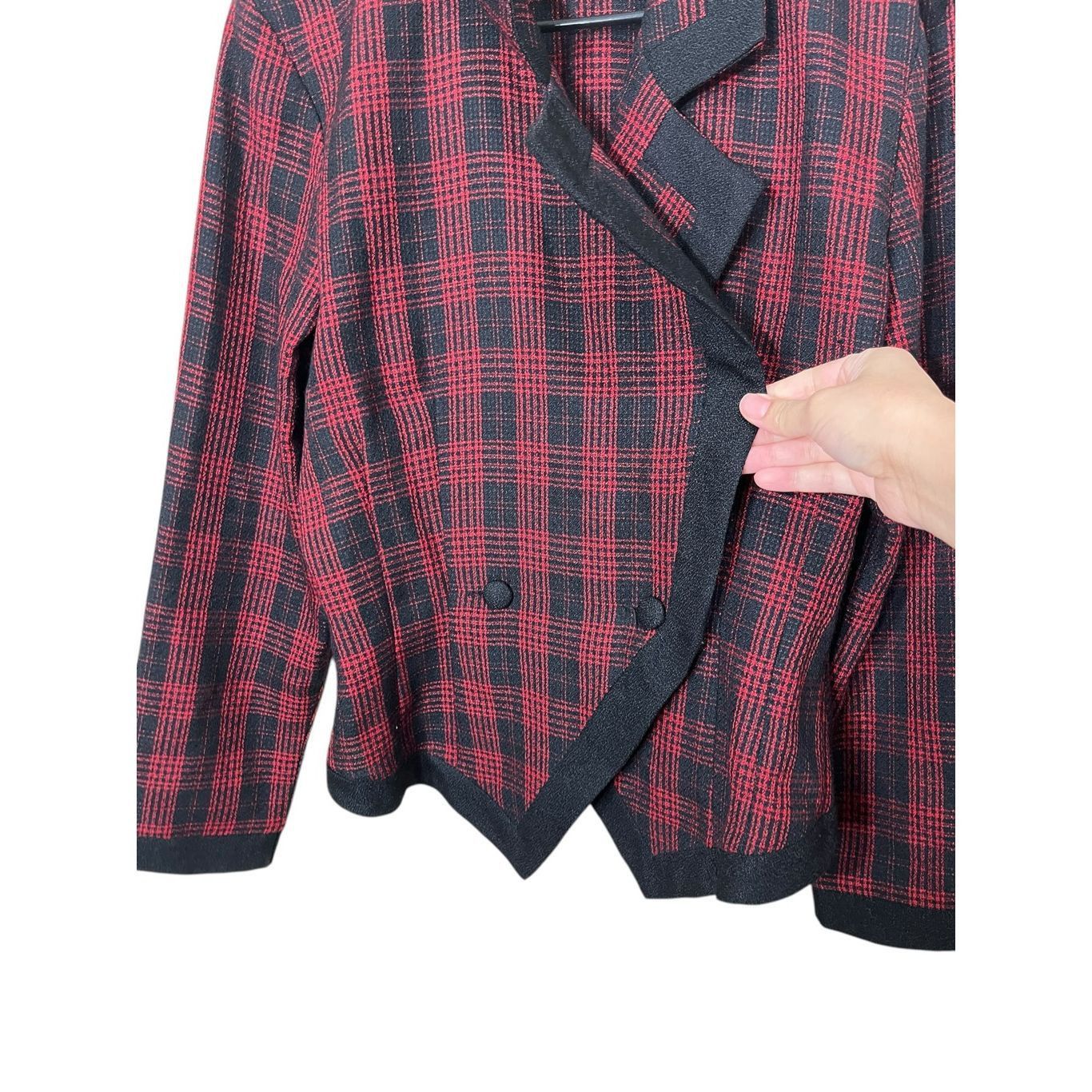 Other Vintage La Belle 80s 90s Red Black Plaid Blazer Size 7 Size M / US 6-8 / IT 42-44 - 7 Thumbnail