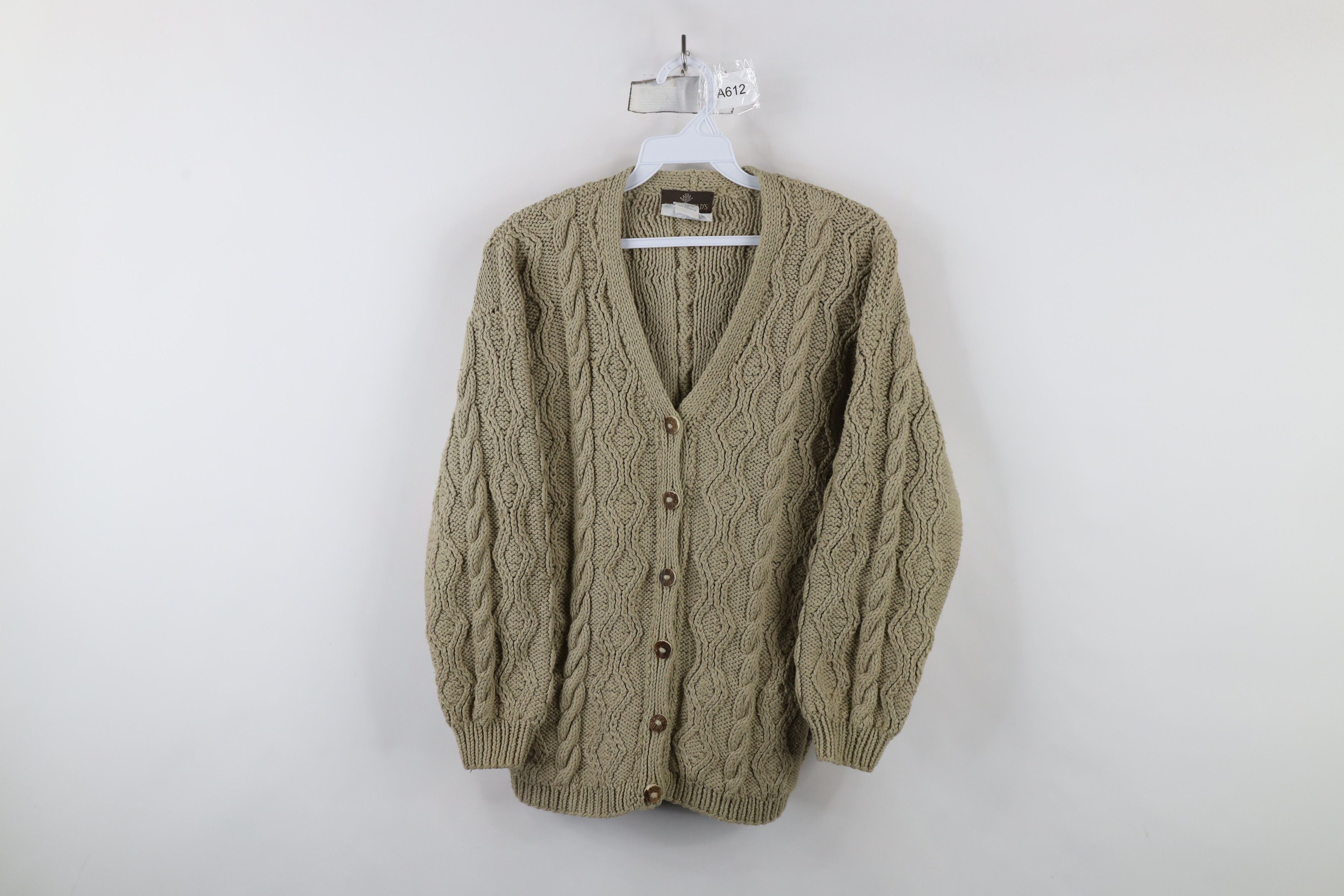 Vintage Vintage 90s Chunky Cable Knit Fisherman Cardigan Sweater Size S / US 4 / IT 40 - 1 Thumbnail