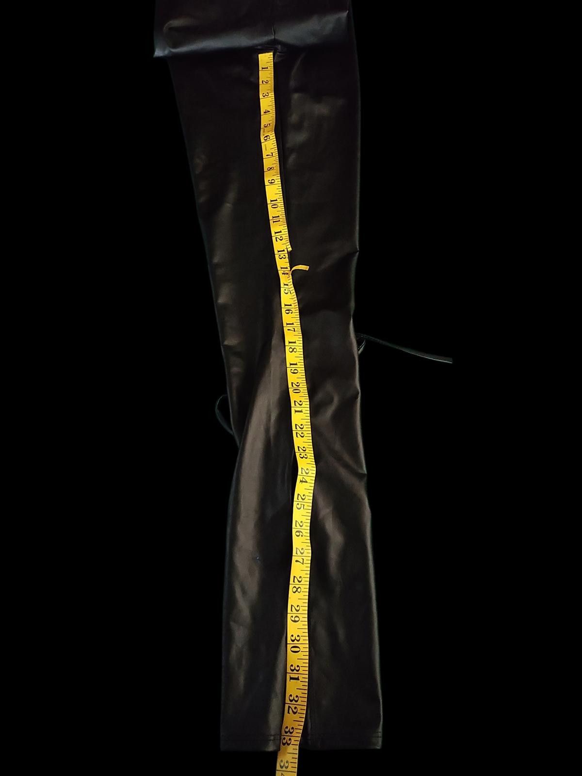 Fashion Nova Fashion Nova Black Faux Leather Flared Pants/Side Tie Detail Size 40" / US 18 - 8 Thumbnail