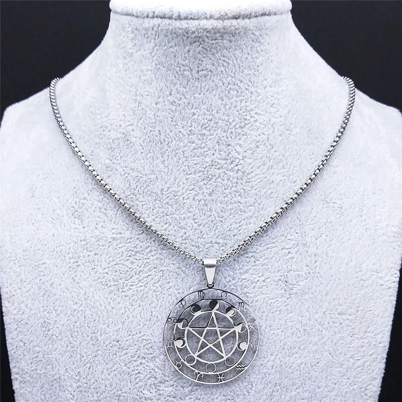 Jewelry Witchcraft 12 Constellations Pentagram Astrology Pendant Size ONE SIZE - 4 Thumbnail