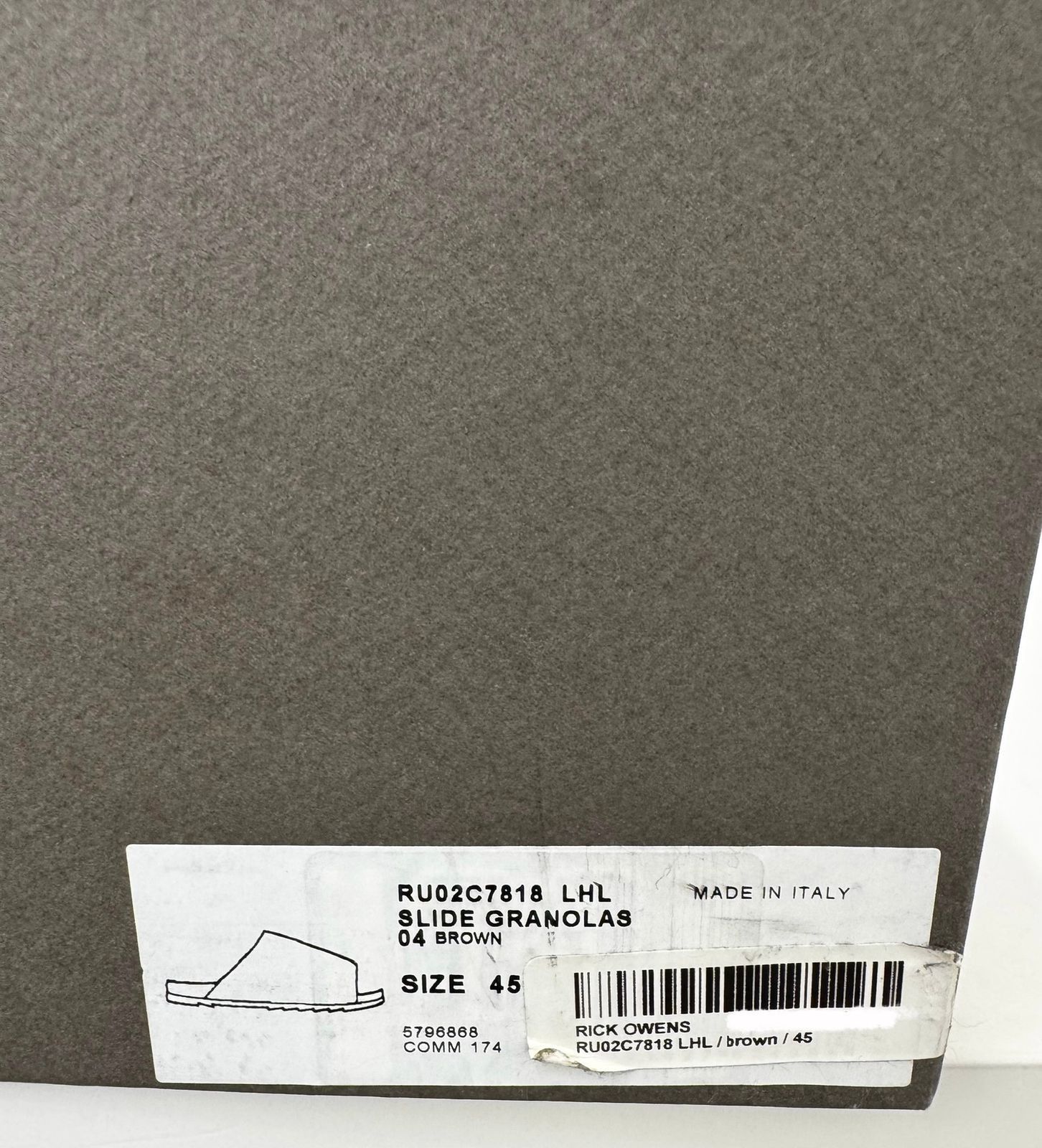 Rick Owens SLIDE GRANOLAS - BROWN Size US 12 / EU 45 - 7 Thumbnail