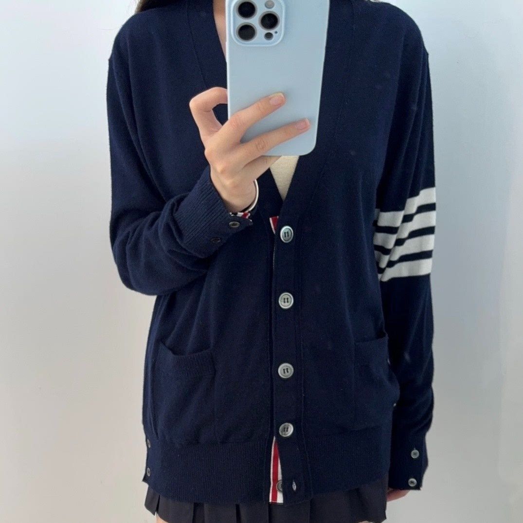 Thom Browne Thom Browne Striped V-Neck Wool Cardigan Size US M / EU 48-50 / 2 - 1 Thumbnail