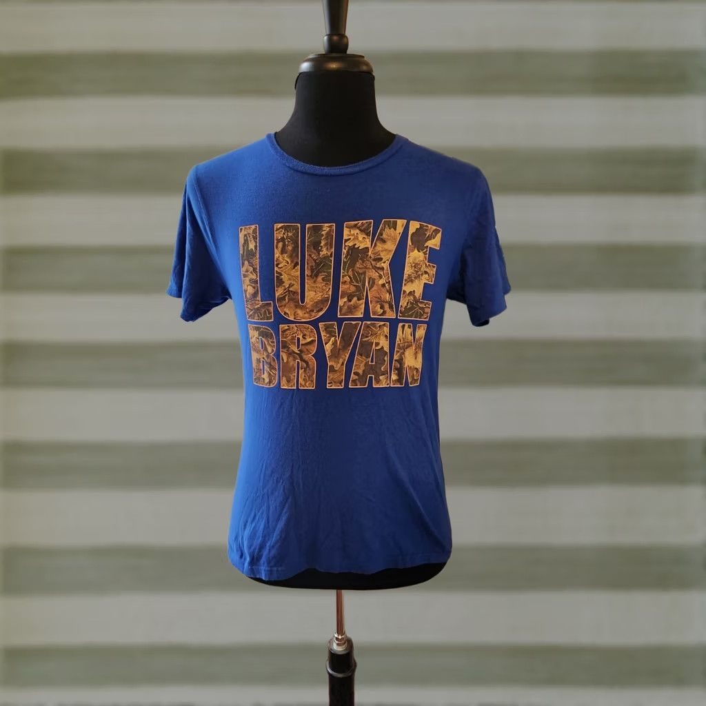 Vintage Unisex Luke Bryan Camouflage Letter T-Shirt Size S Blue Size US S / EU 44-46 / 1 - 1 Thumbnail