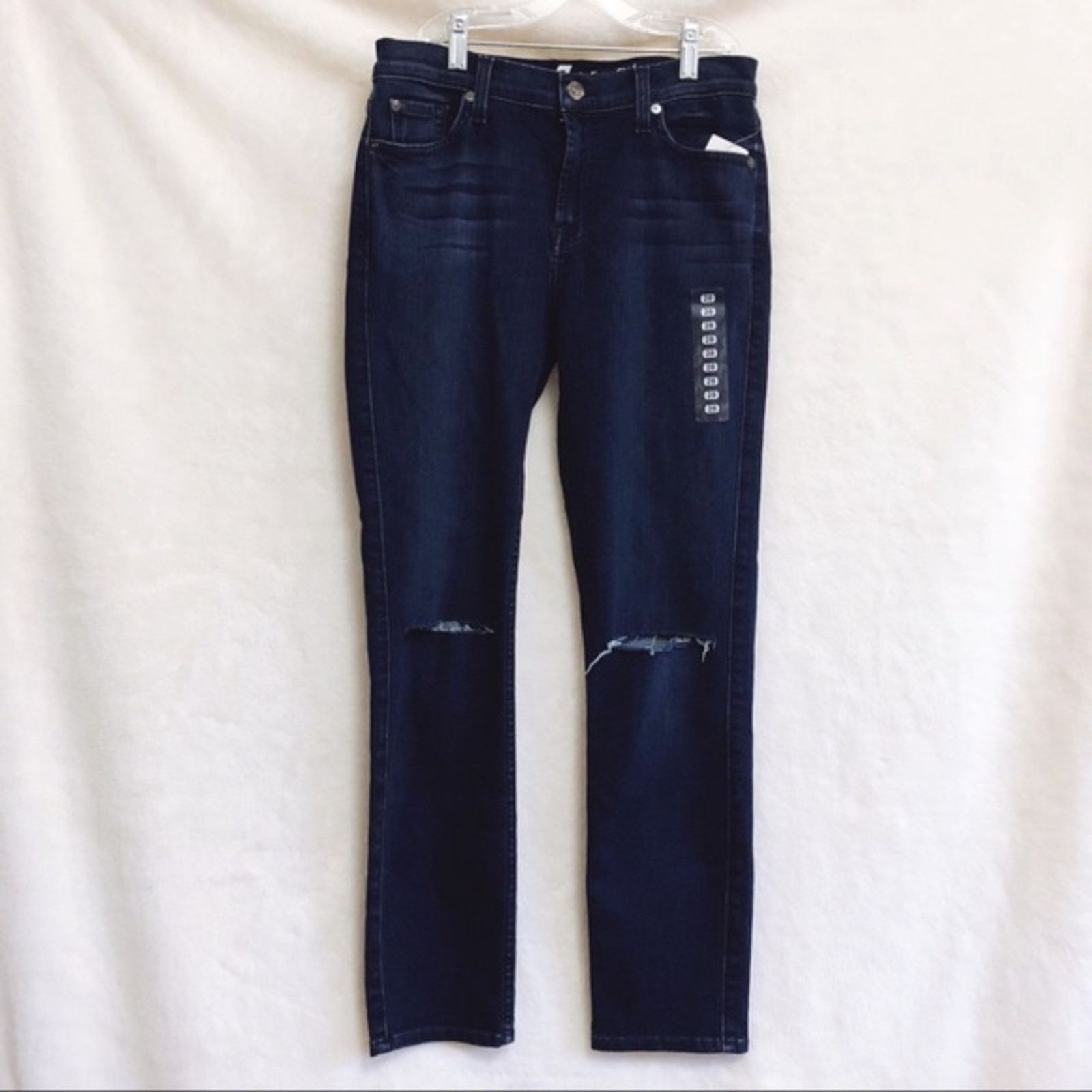 7 For All Mankind Dark Navy Roxanne Crop Skinny Jeans