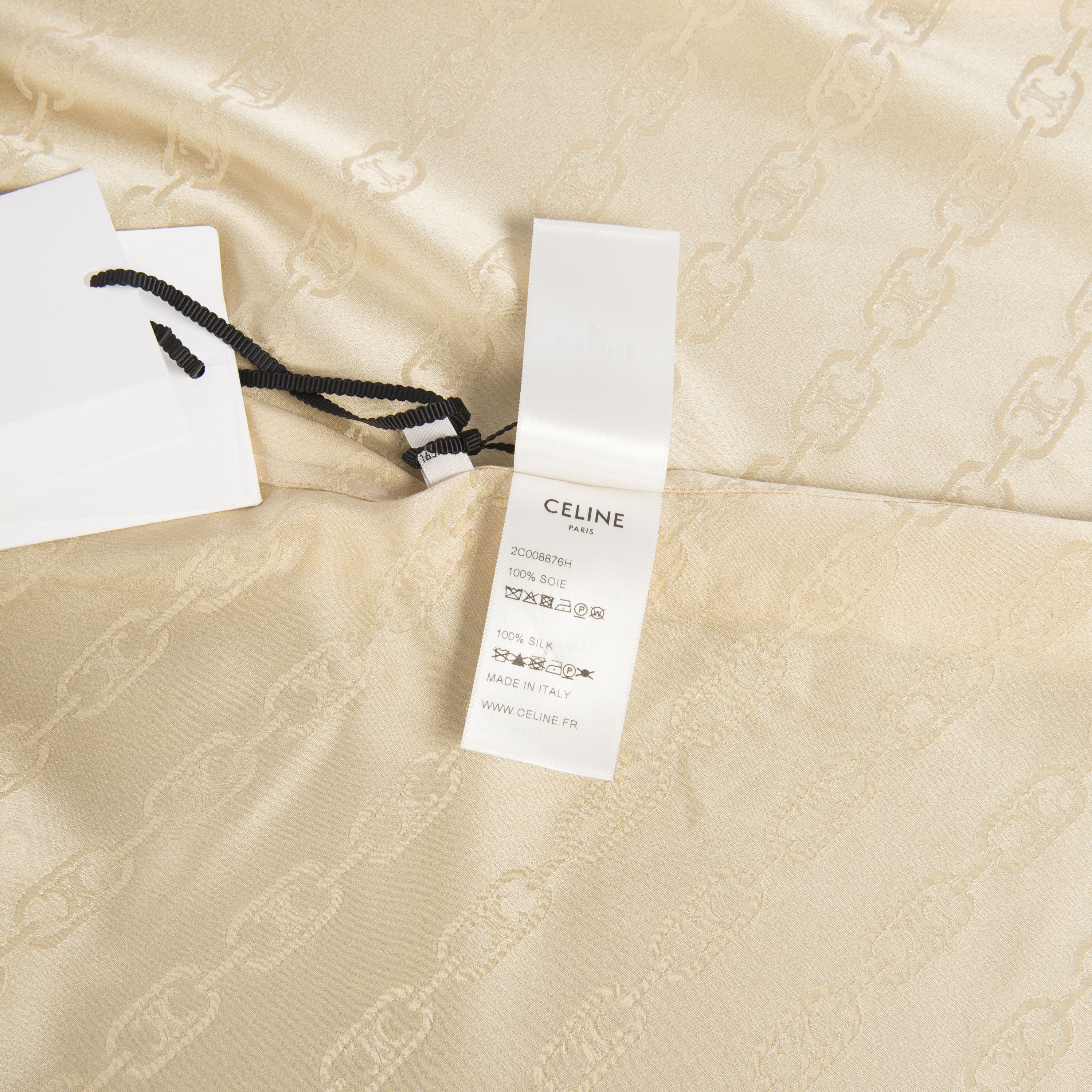 Celine Blouse In Beige Silk " Triomphe Chain" Jacquard Size M / US 6-8 / IT 42-44 - 10 Thumbnail