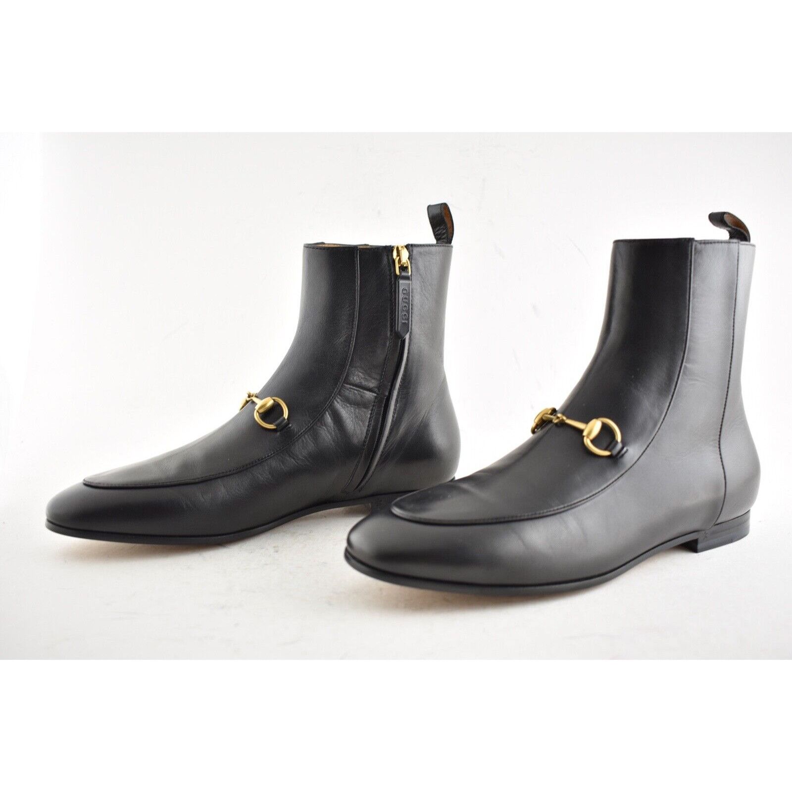 Gucci Gucci New Jordaan Black Leather Horsebit Short Chelsea Size US 5 / IT 35 - 10 Thumbnail
