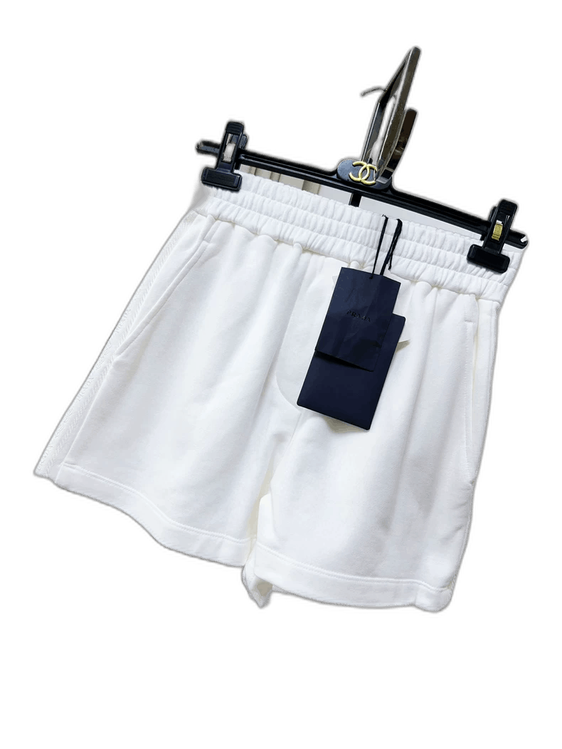 Prada Prada 24 White Triangle Logo Drawstring Shorts Size 24" / US 00 / IT 34 - 1 Thumbnail