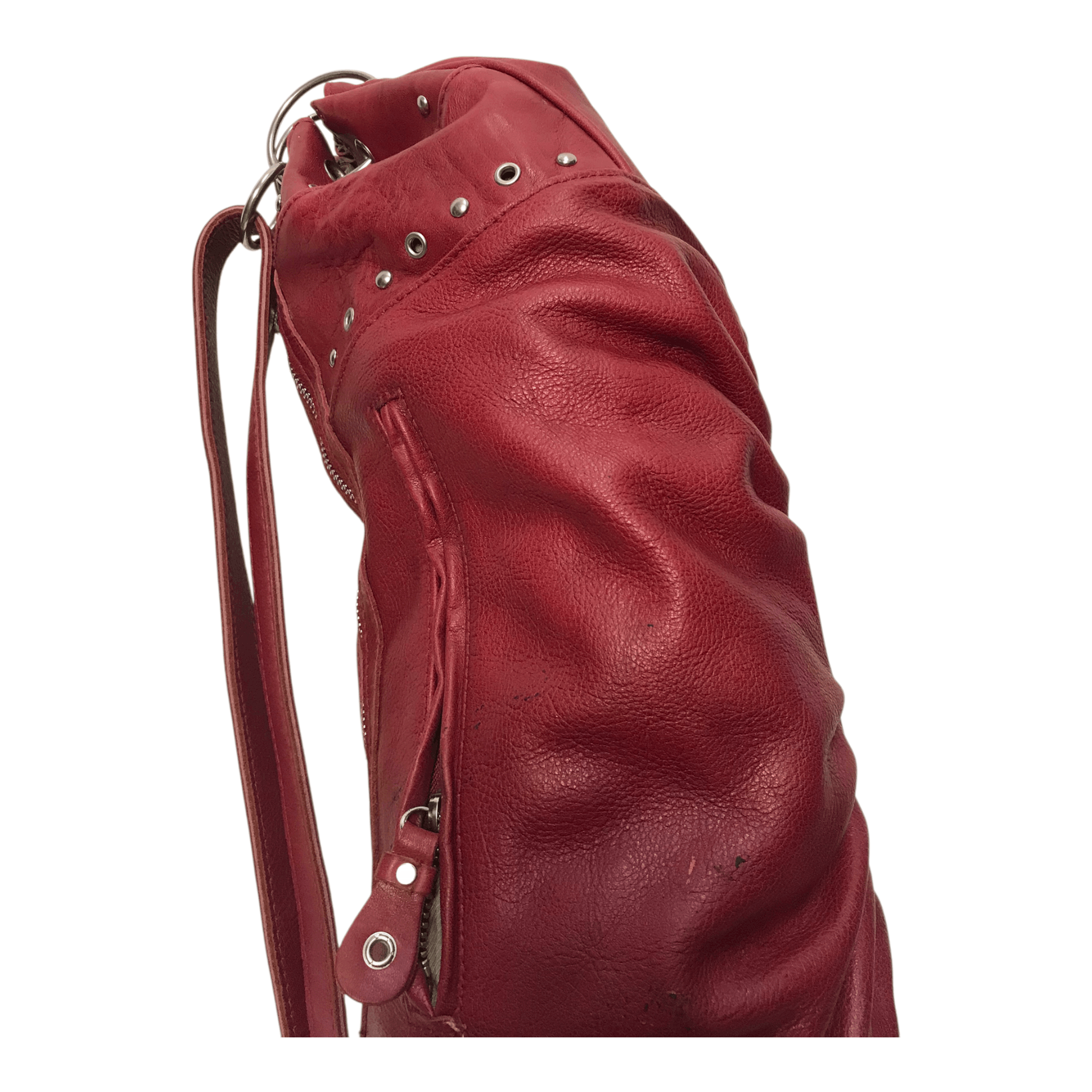 Leather Luca Studded Red Leather Sling/Hand Bag Size ONE SIZE - 13 Thumbnail